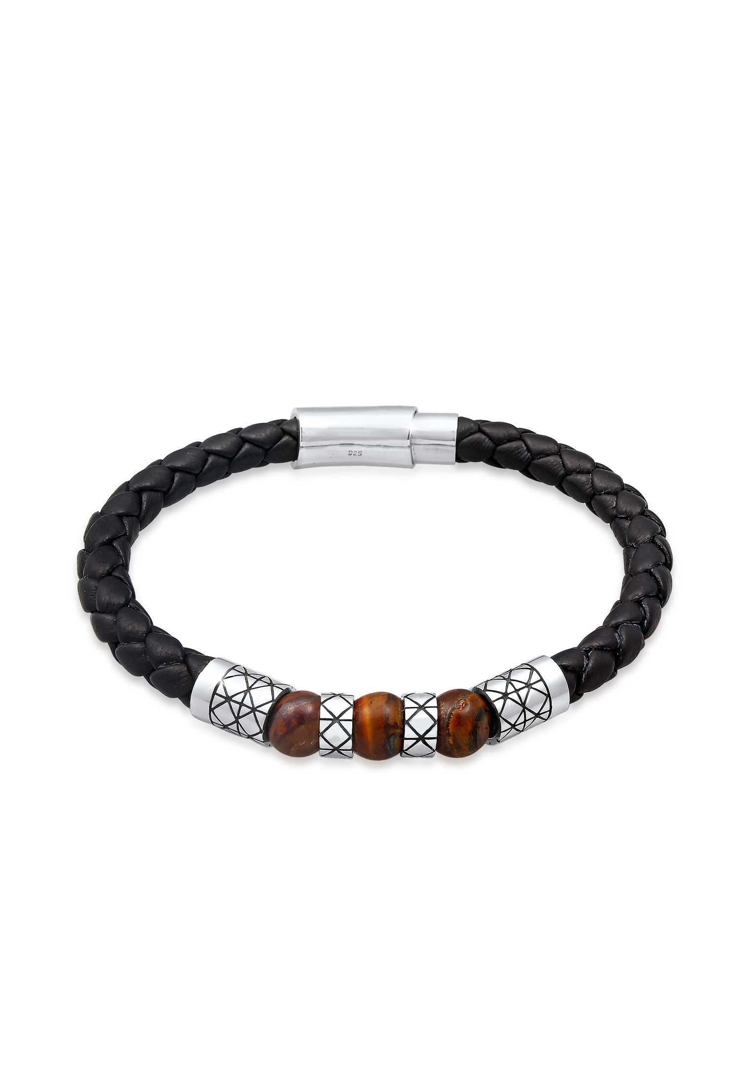 Armband »Herren Leder Bead Magnet-Verschluß 925er Silber«