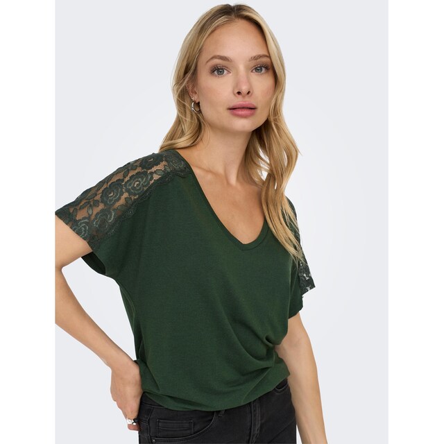 ONLY V-Shirt »ONLMOSTER S/S V-NECK LACE TOP JRS« für kaufen | BAUR