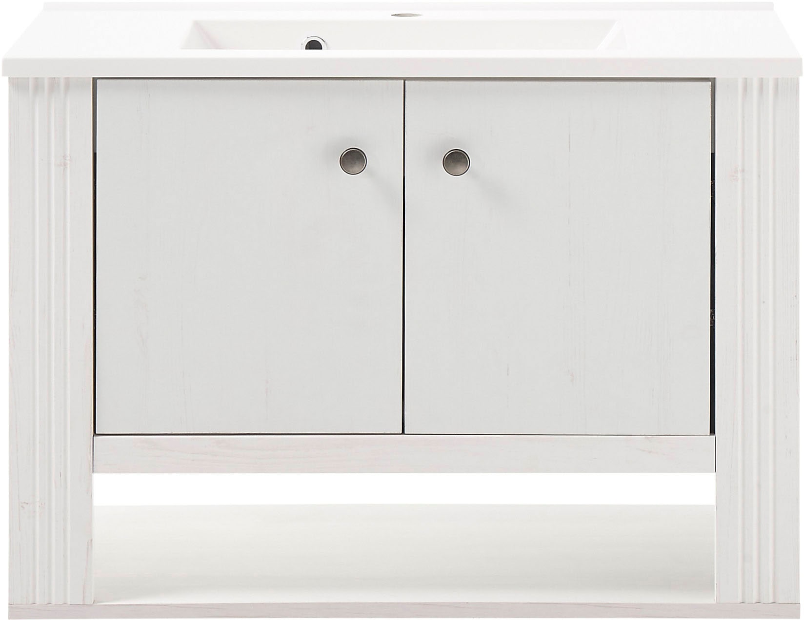 OTTO home Waschtisch "WESTMINSTER, Waschbeckenunterschrank inkl. Waschbecken, Metallgriffe" 1 Stk. tlg. in 2 Farben verfügbar, hängend, inkl. Waschbecken, Breite 80 cm