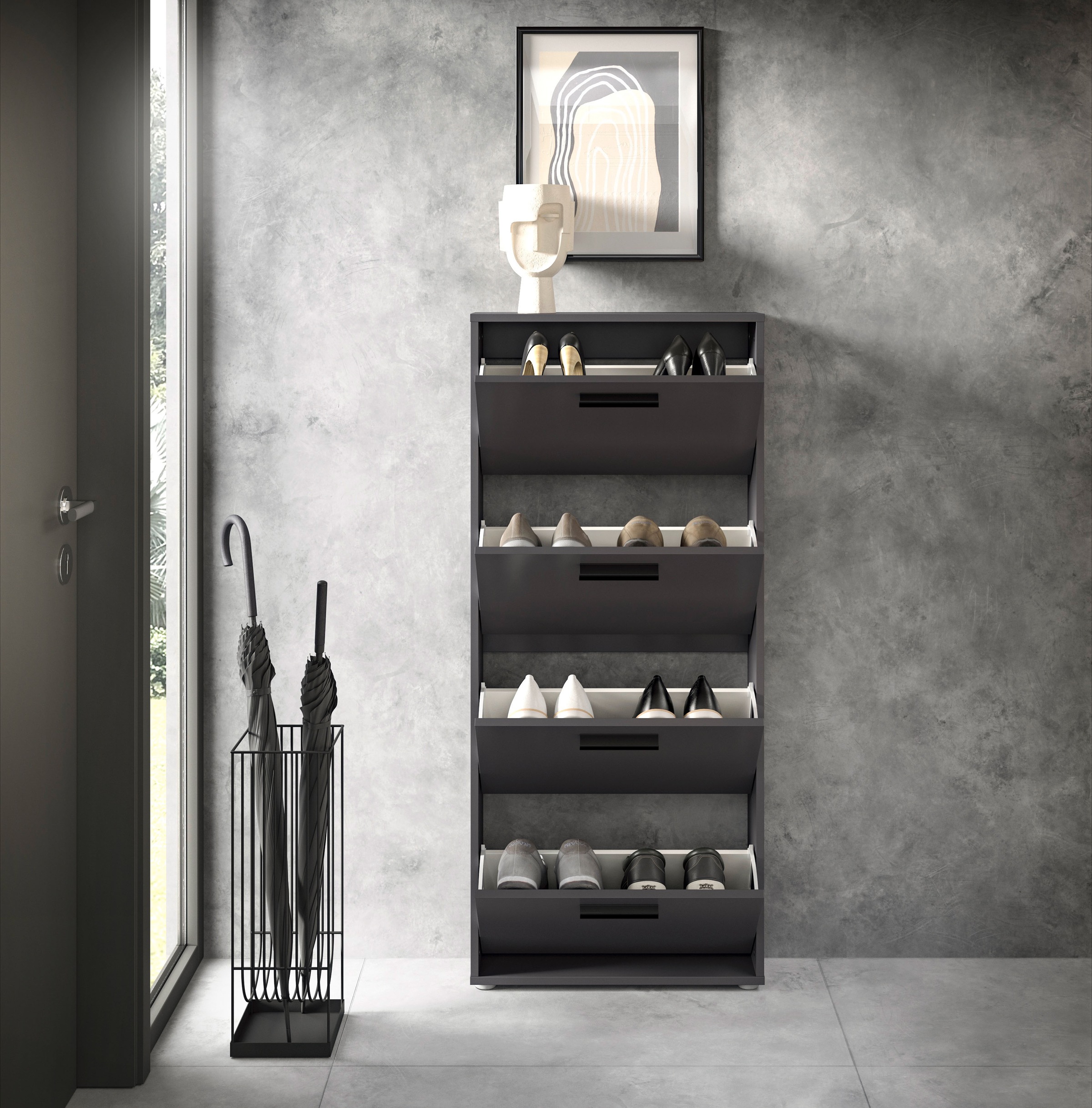 HBZ Schuhkipper »Sam Schuhkipper, Schuhschrank BxHxT 59x136x17 cm«, (1 St.), mit 4 Klappen