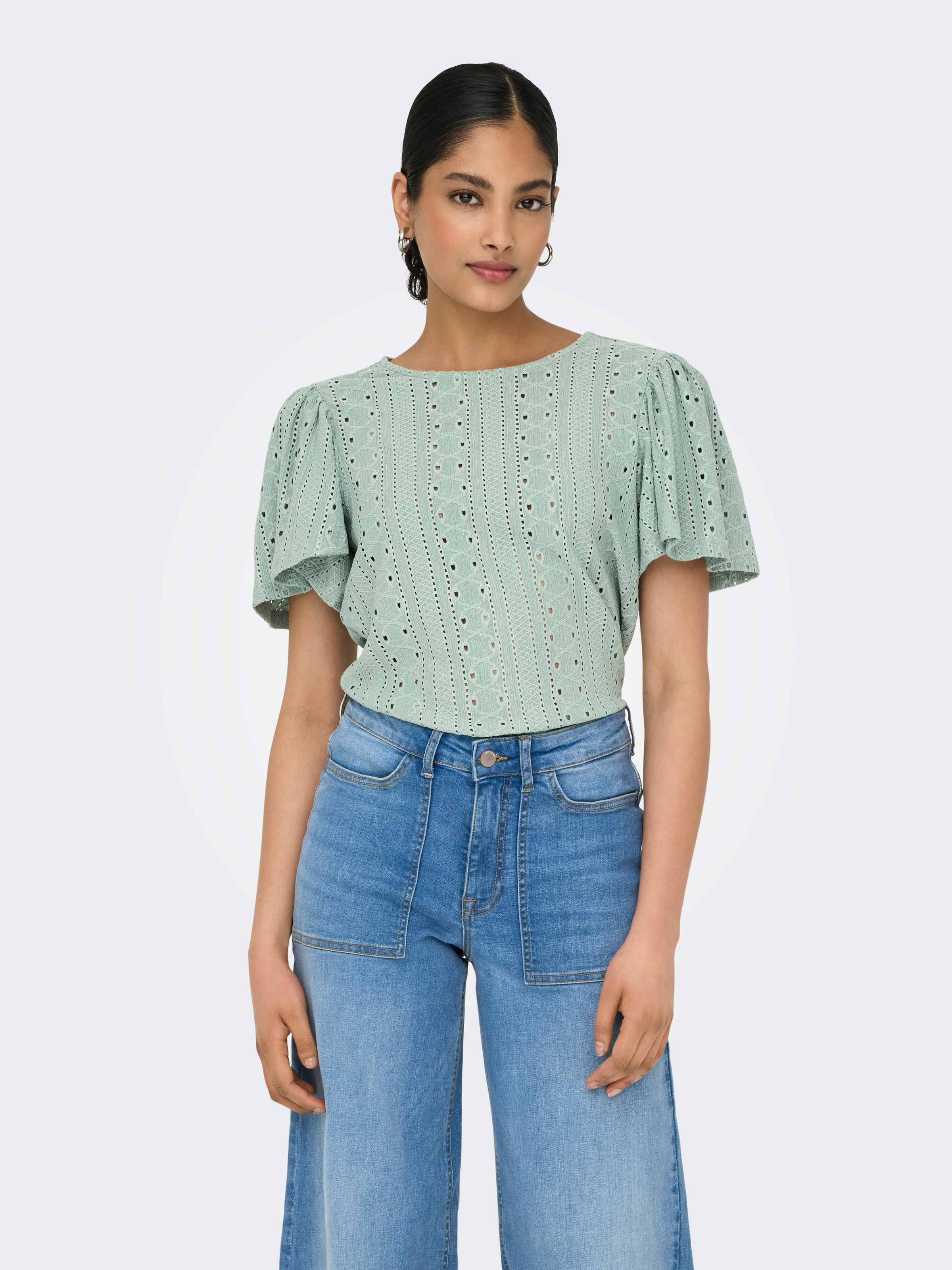 ONLY Kurzarmshirt "ONLRIVERSIDE S/S FLAIRED TOP JRS" günstig online kaufen
