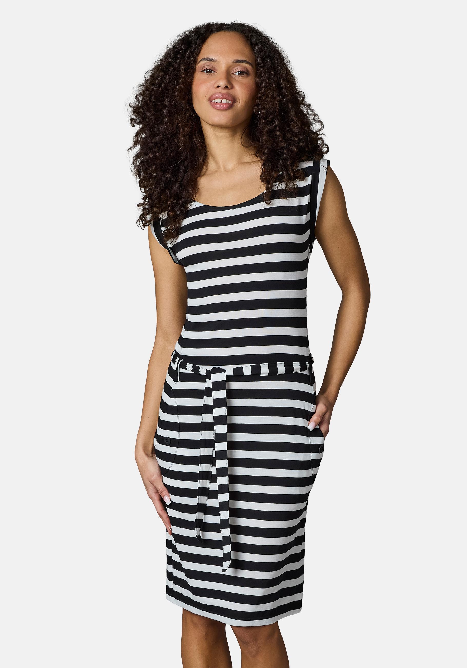 Ragwear Sommerkleid "Tagg Stripes" Eingrifftaschen gestreiftes Damen Minikleid mit Taillenband und Taschen