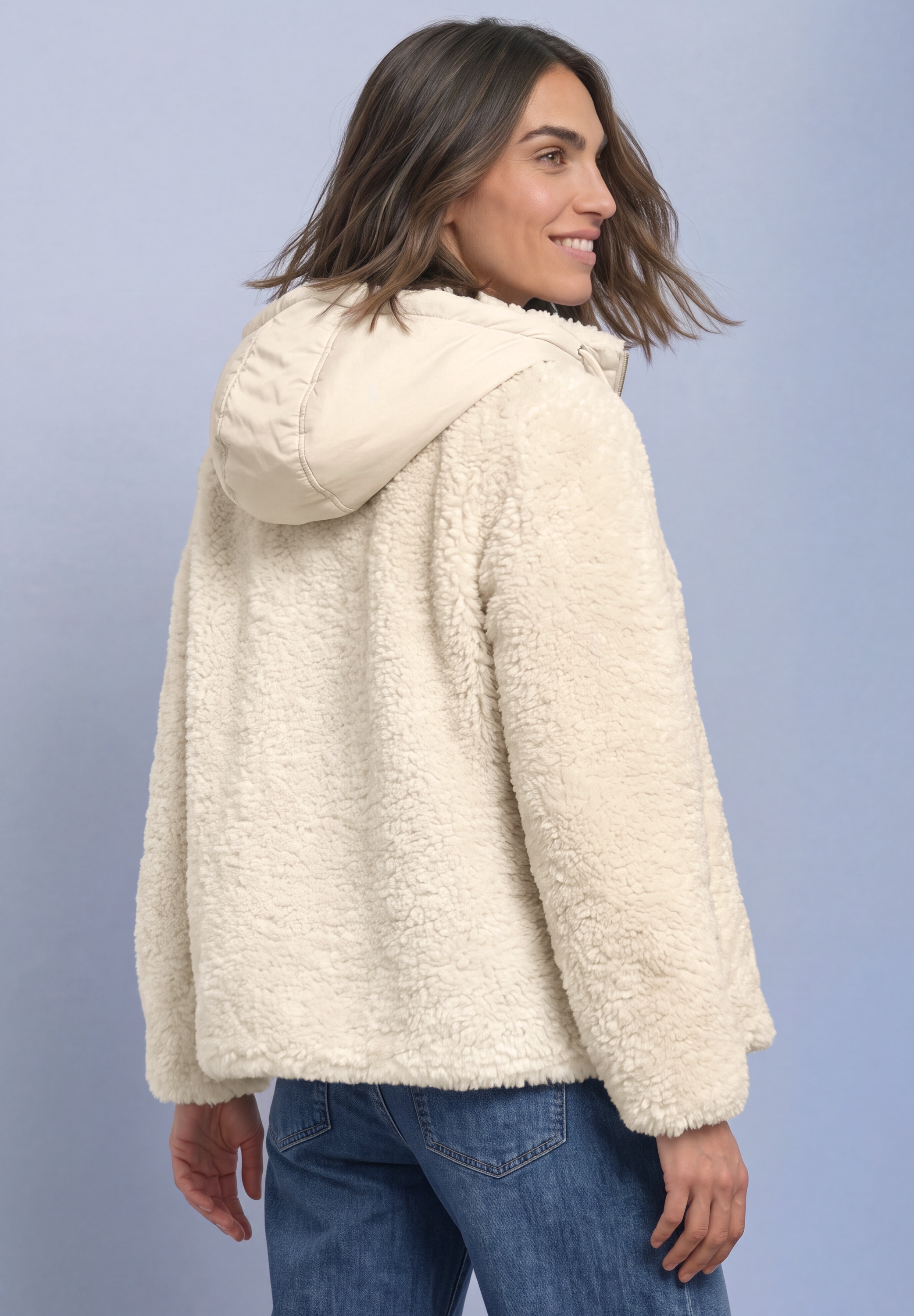 STREET ONE Blouson mit Kapuze Teddy-jacek mit Softshell-Kapuze
