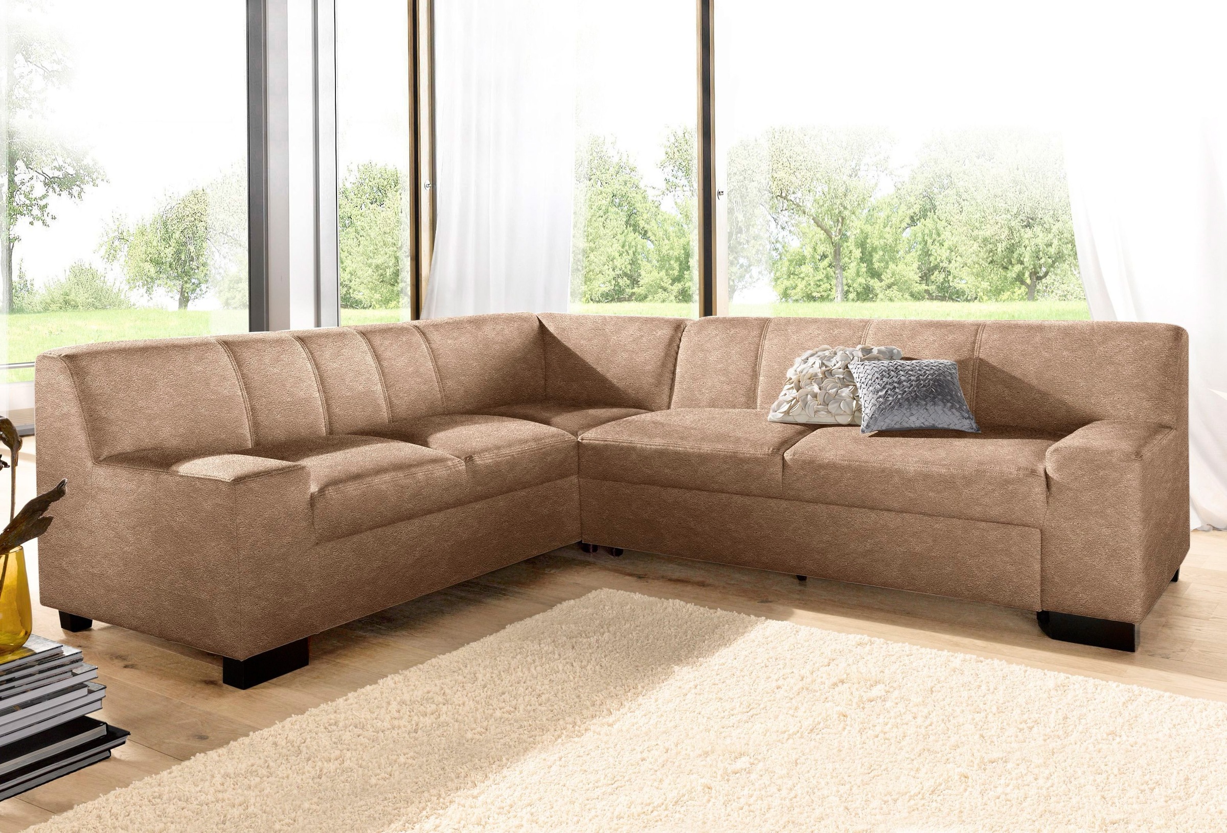 DOMO collection Ecksofa "Norma, moderne Armlehnen, zeitlos und elegant, Breite 247cm, L-Form" wahlweise mit Bettfunktion