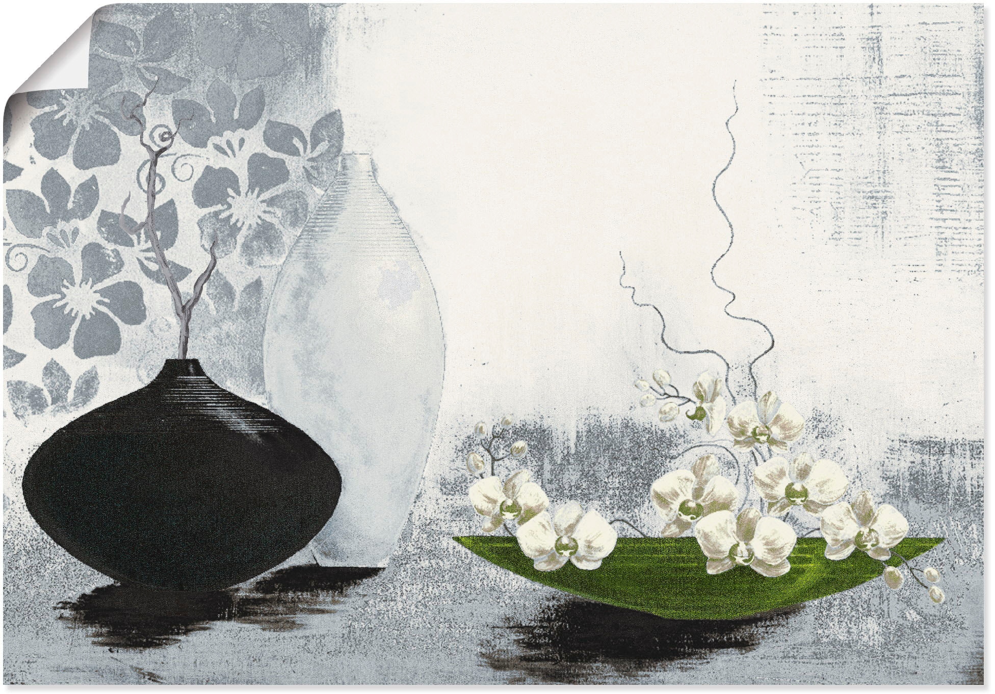 Wandbild »Modernes bauchiges Gefäß mit Orchideen«, Vasen & Töpfe, (1 St.), als...