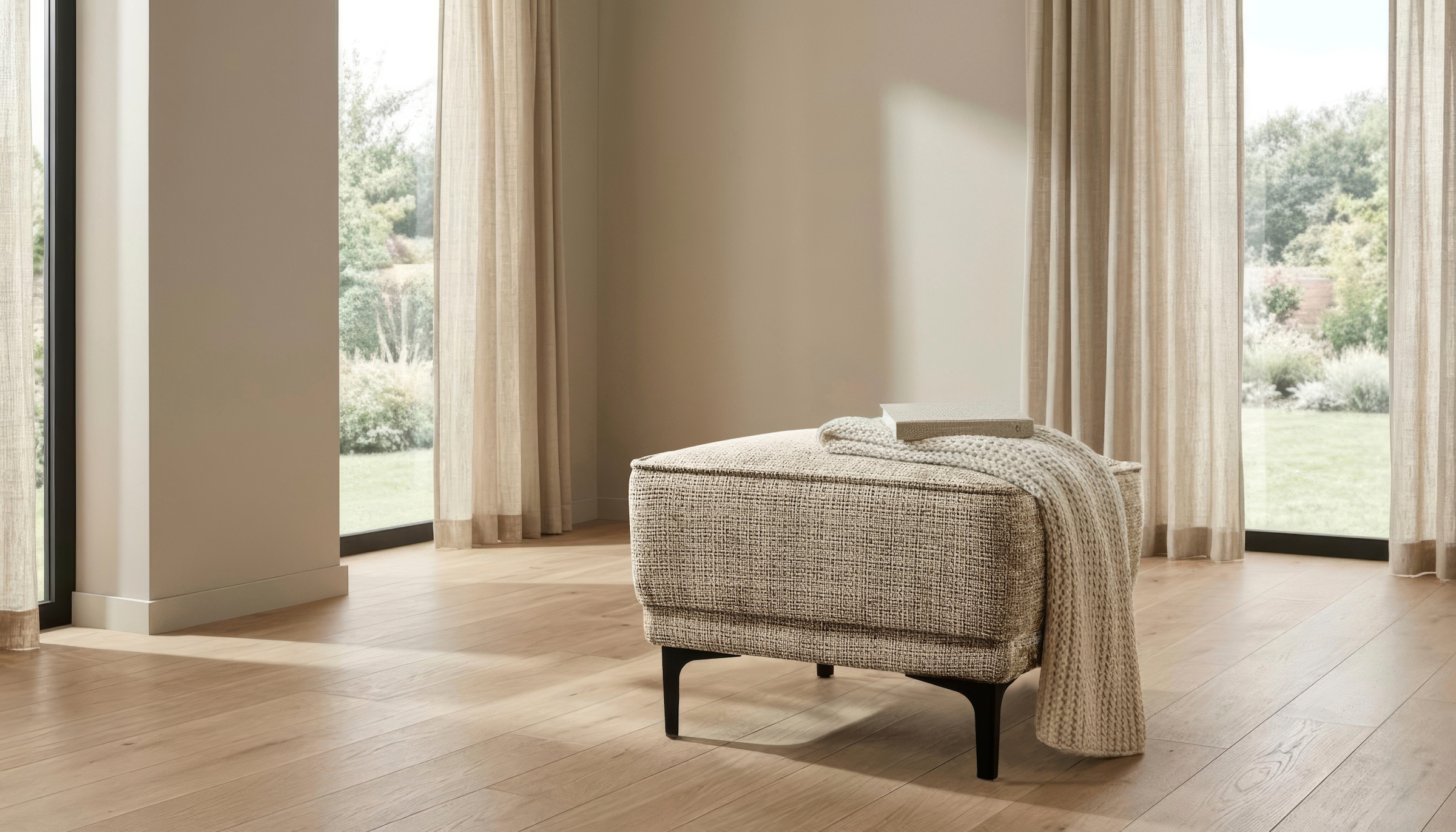 OTTO home Hocker »Oland Chenille Polsterhocker« passend zur Serie OLAND