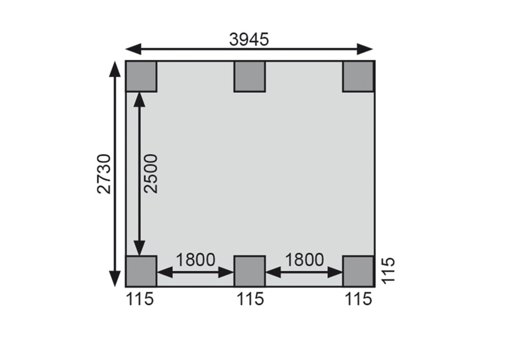 Karibu Einzelcarport »Classic Grundpaket Stahl, kesseldruckimprägniert«, Masivholz, 250 cm, KDI, aus Masivholz
