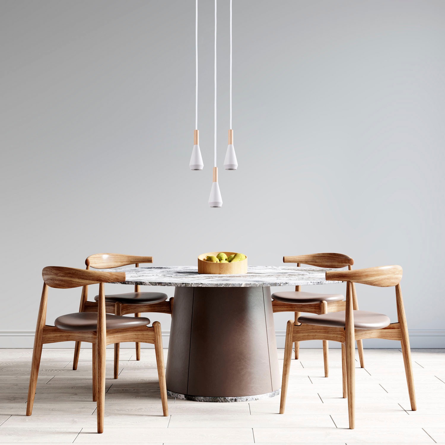 Paco Home Pendelleuchte »MORA«, Leuchtmittel GU10 | ohne Leuchtmittel, Wohnzimmer Esszimmer Klein Modern Holz Metall GU10 Trichterform