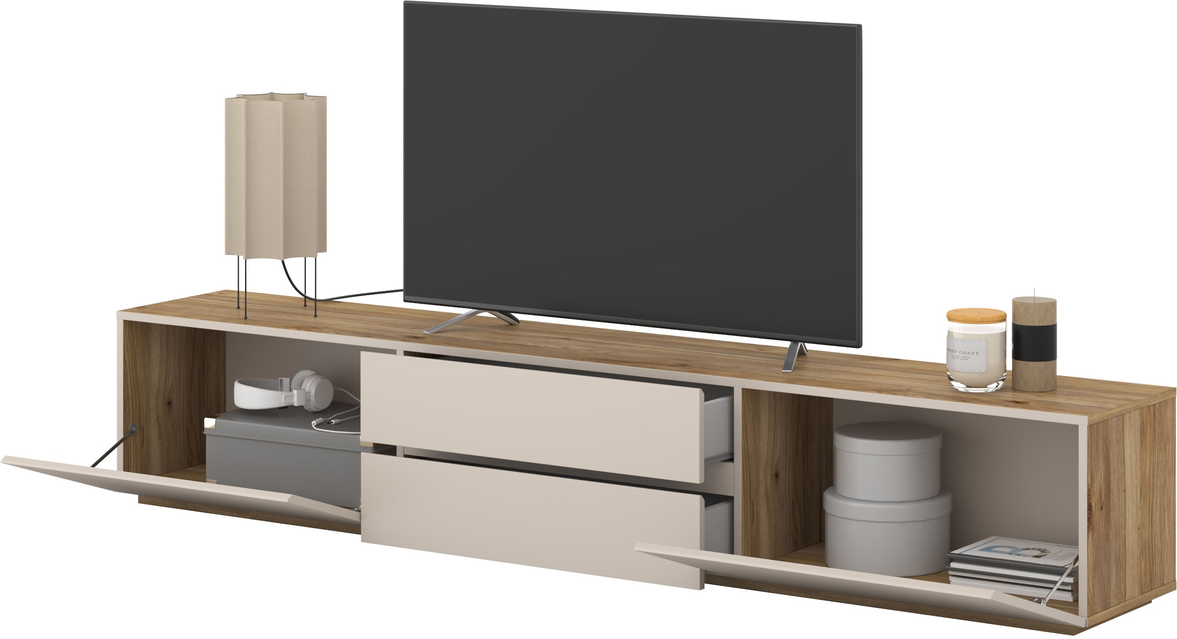 INOSIGN Lowboard »Criss, Breite 200 cm, moderne grifflose TV-Kommode« TV-Kommode, TV-Schrank, hängend und stehend montierbar