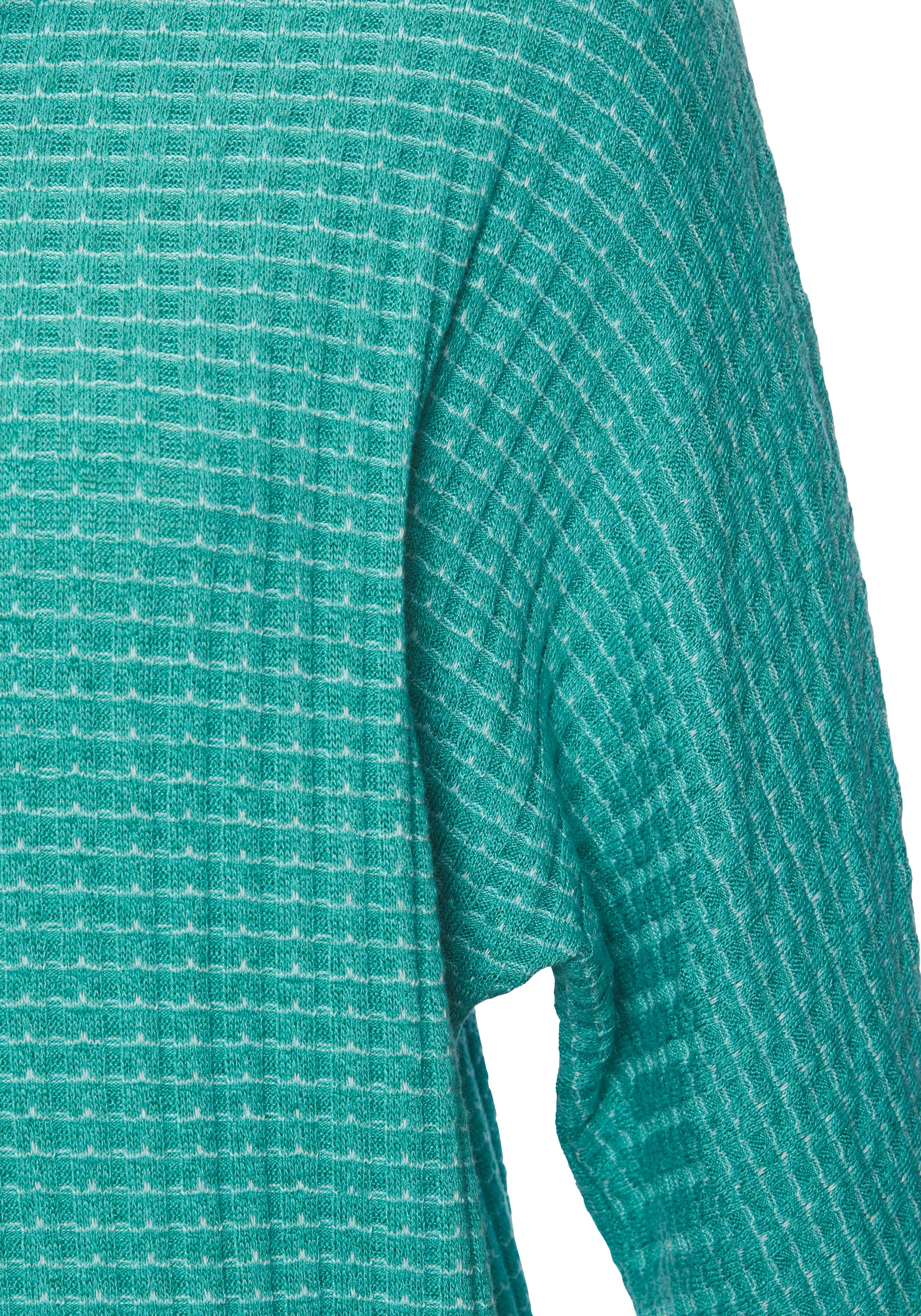 Langarmshirt VIVANCE "aus strukturierter Strickqualität", Damen, Gr. 44/46, mint, creme, Strick, Obermaterial: 68% Viskose (LENZING™ ECOVERO™), 30% Polyester, 2% Elasthan, gemustert, figurumspielend, Rundhals, Shirts Langarmshirt, mit Gummizug im Bund 3