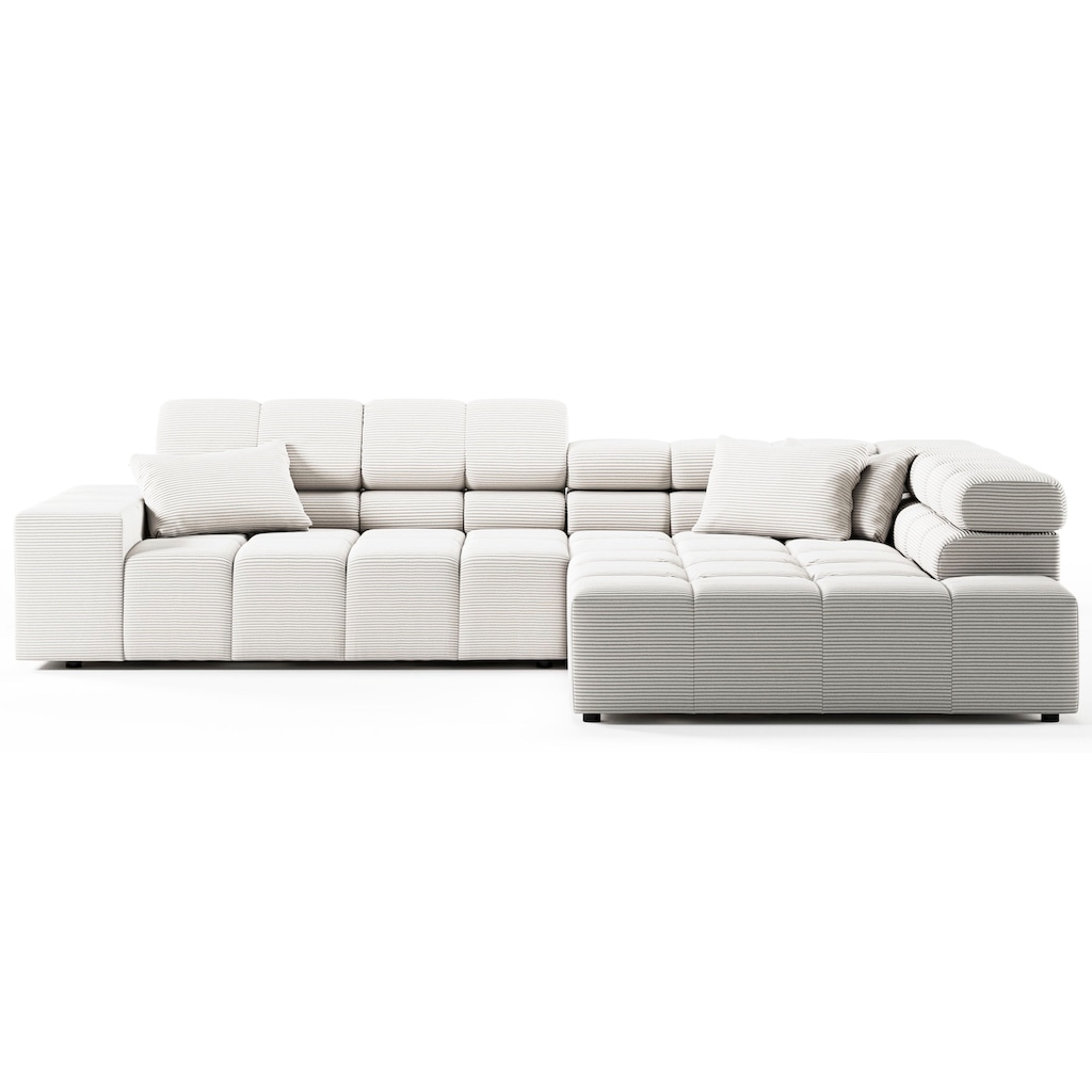 INOSIGN Ecksofa »Ancona incl. Kopfteilverstellung, Zierkissen Breite 319cm, L-Form«