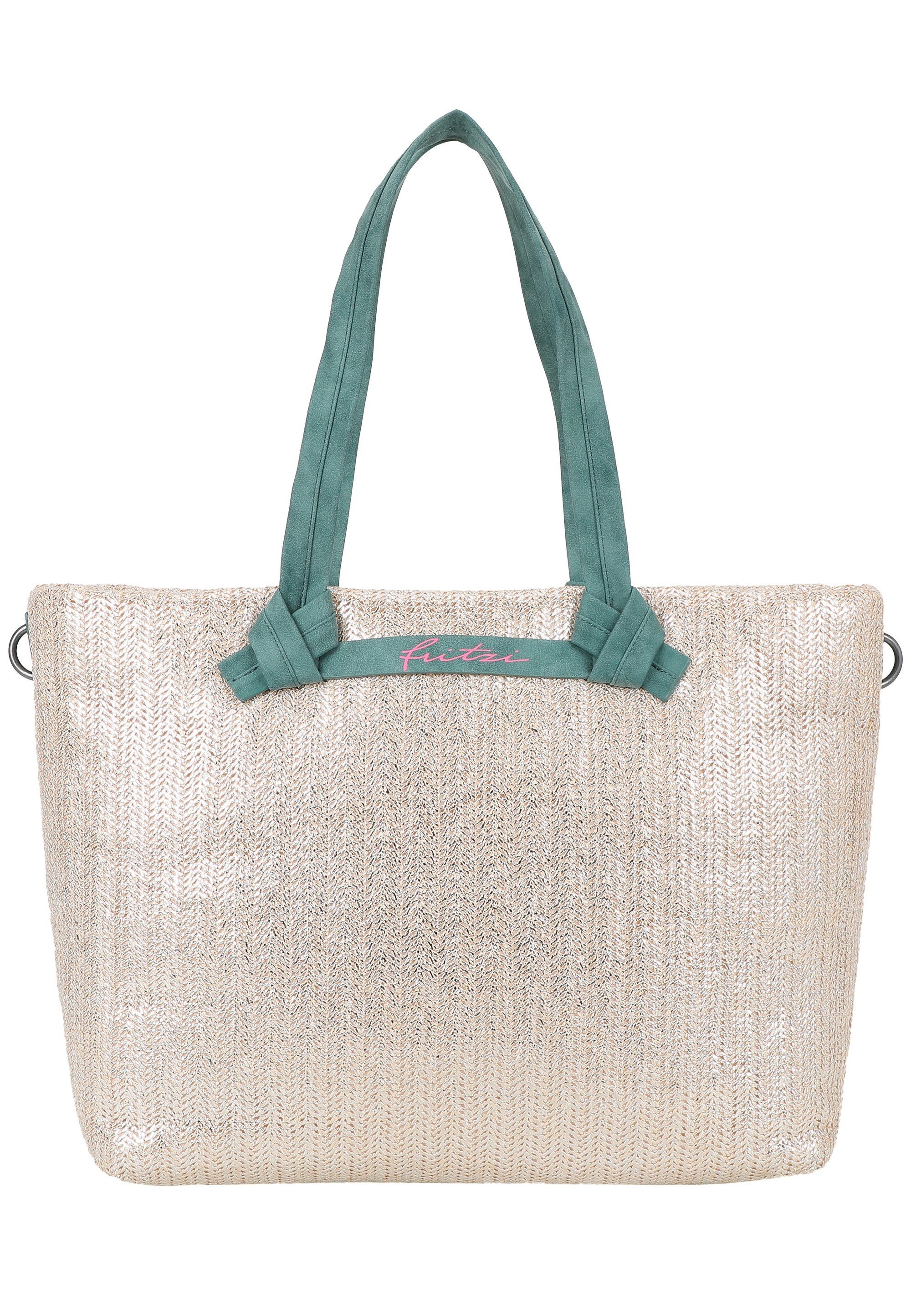 Fritzi Aus Preußen Henkeltasche FRITZI AUS PREUSSEN "Cloud Shopper Big Limited Painted Straw", Herren, Gr. B/H/T: 14cm x 35cm x 44cm, silberfarben, grün, Polypropylen, unifarben, Taschen, im coolen Look mit metallischem Finish