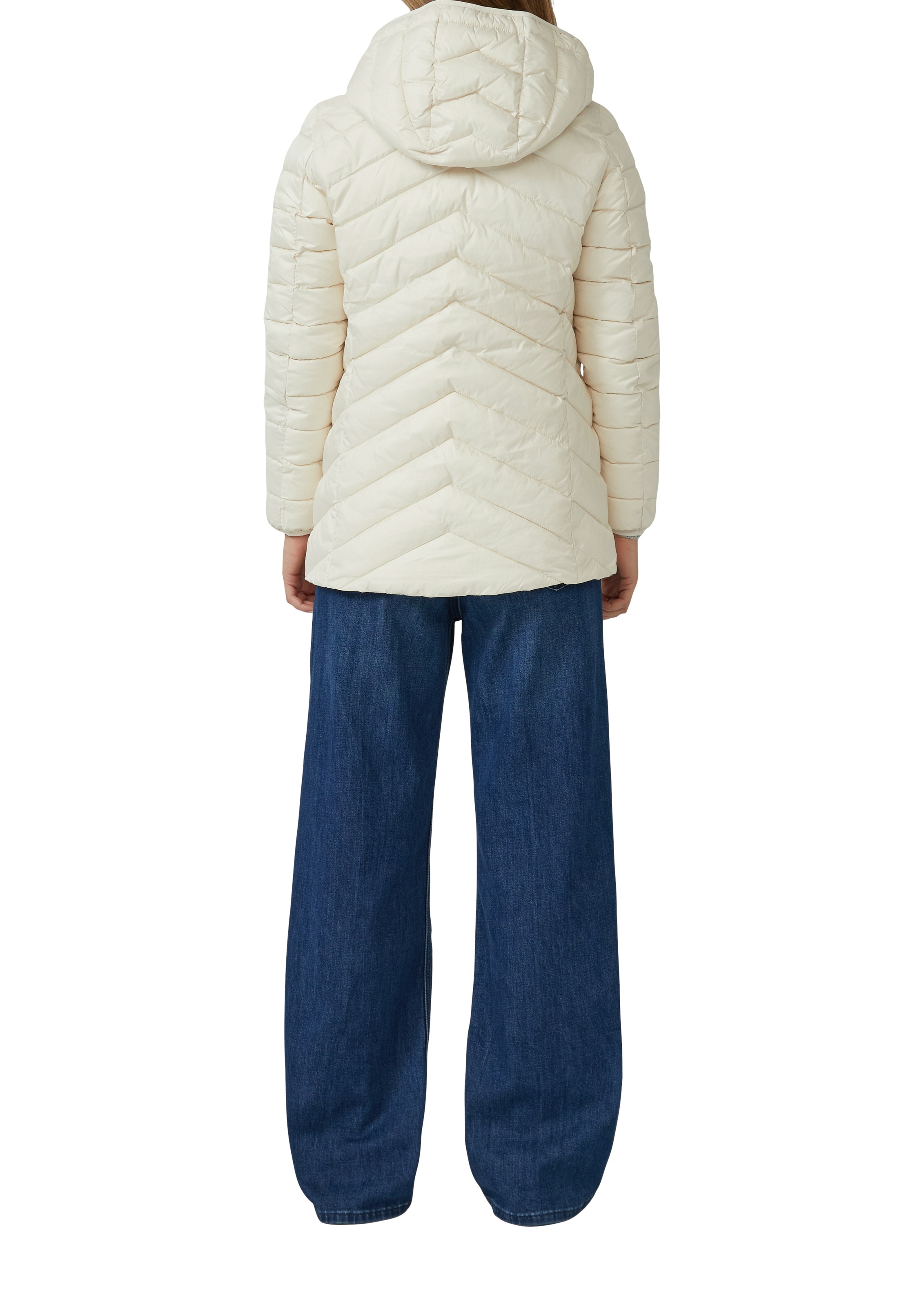 Outdoorjacke S.OLIVER, Damen, Gr. 36, cream, Steppware, Obermaterial: 100% Polyester. Futter: 100% Polyester, unifarben, slim fit normal, elastischer Bund, Jacken Outdoorjacke, mit abnehmbarer Kapuze 3