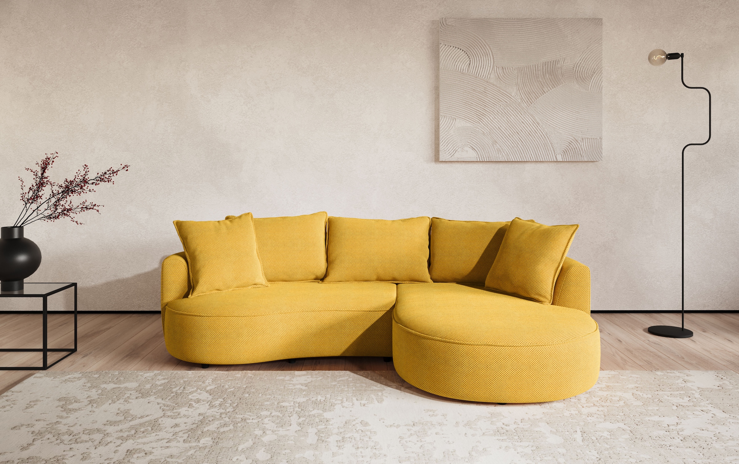 OTTO home Ecksofa "Sana L-Form, B: 260 cm, organische Form, Otto.Verlässliche Qualität" Loungesofa mit Wellenunterfederung