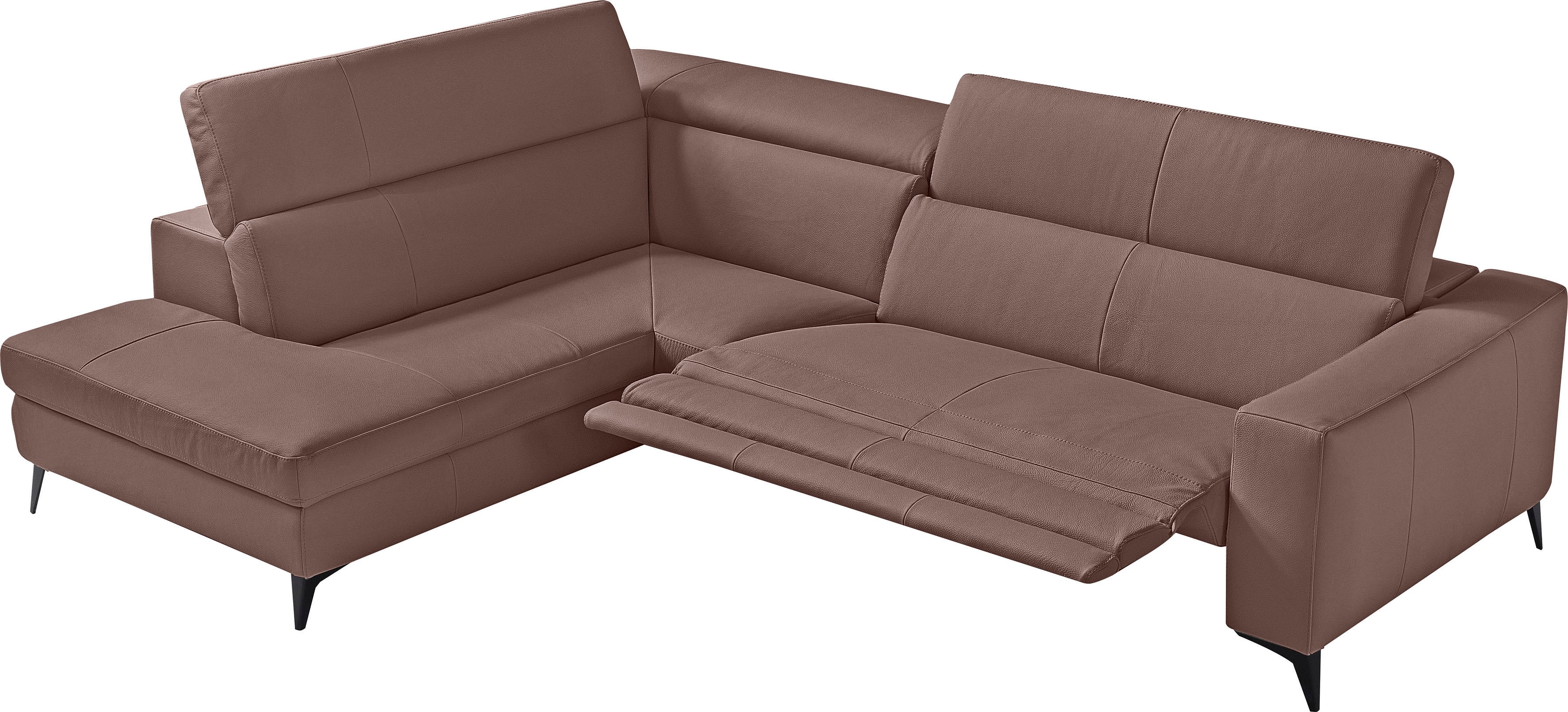 Egoitaliano Ecksofa "Edith, Designsofa mit hohem Sitzkomfort, Breite 269cm, L-Form" inkl. elektrischer Relaxfunktion und manuell verstellbaren Kopfteilen