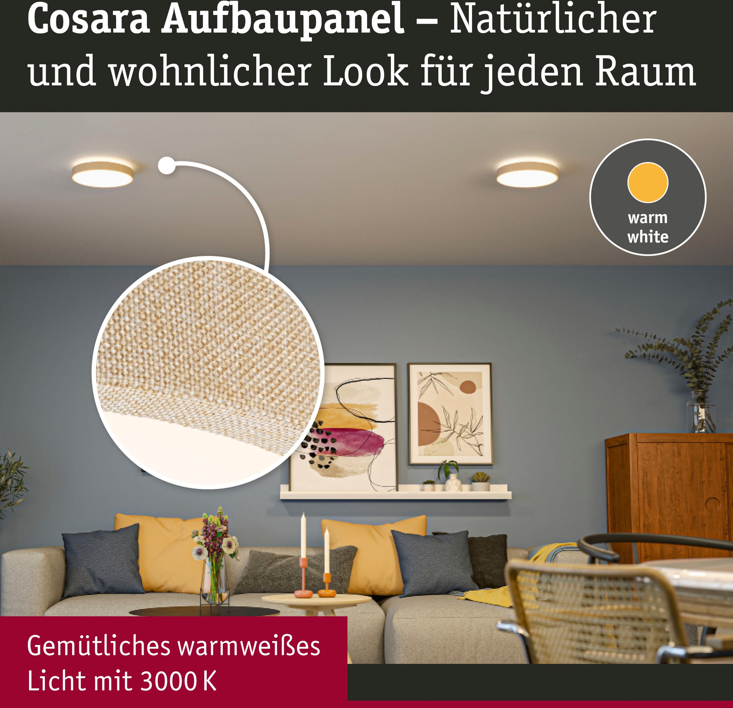 3000K 1 »Cosara | Panel 15W BAUR Paulmann 300mm LED beige flammig-flammig kaufen IP44«,