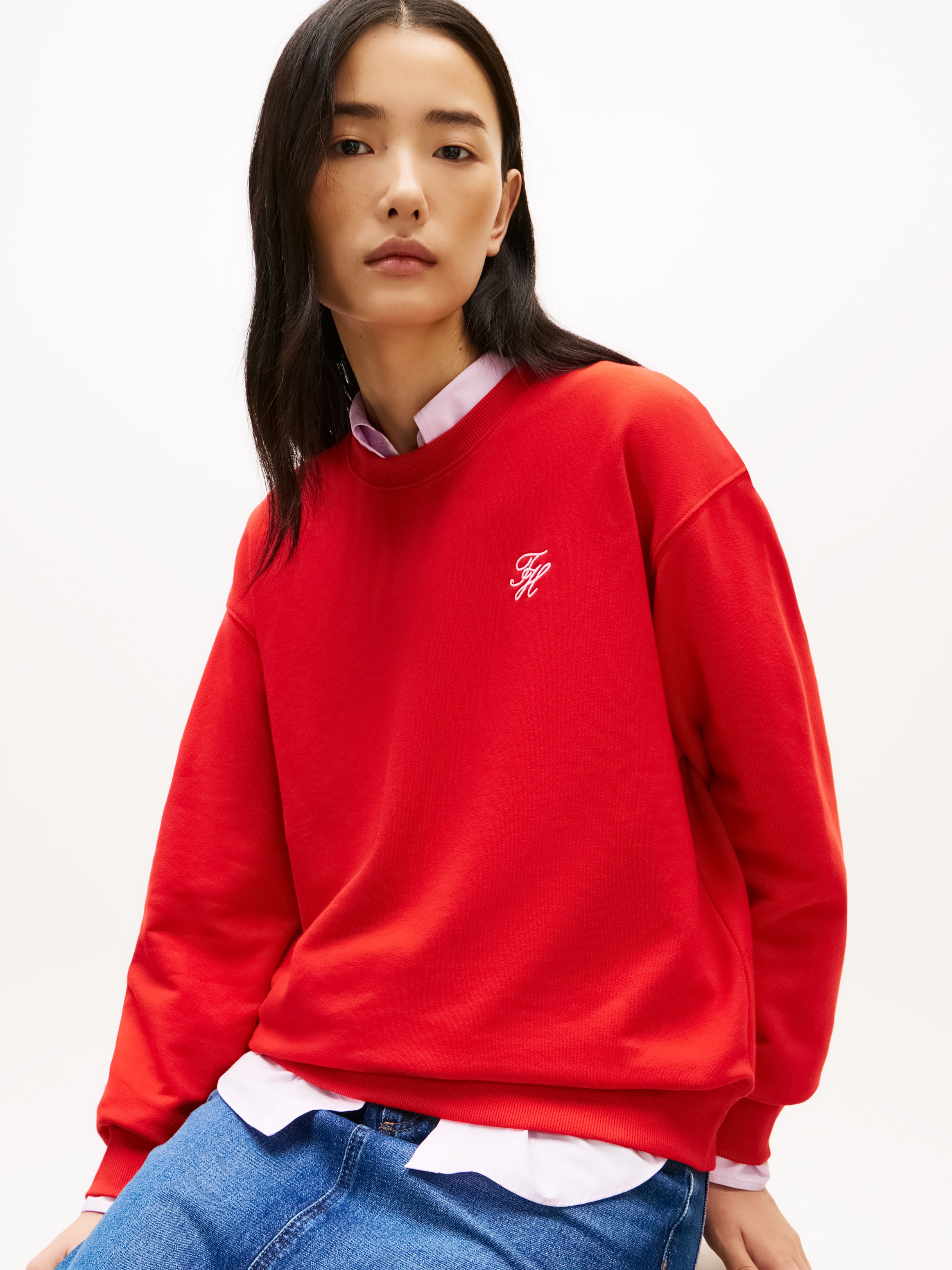 Tommy Hilfiger Sweatshirt "TH SCRIPT REG SWEATSHIRT", mit kleinem Logo-Stic günstig online kaufen