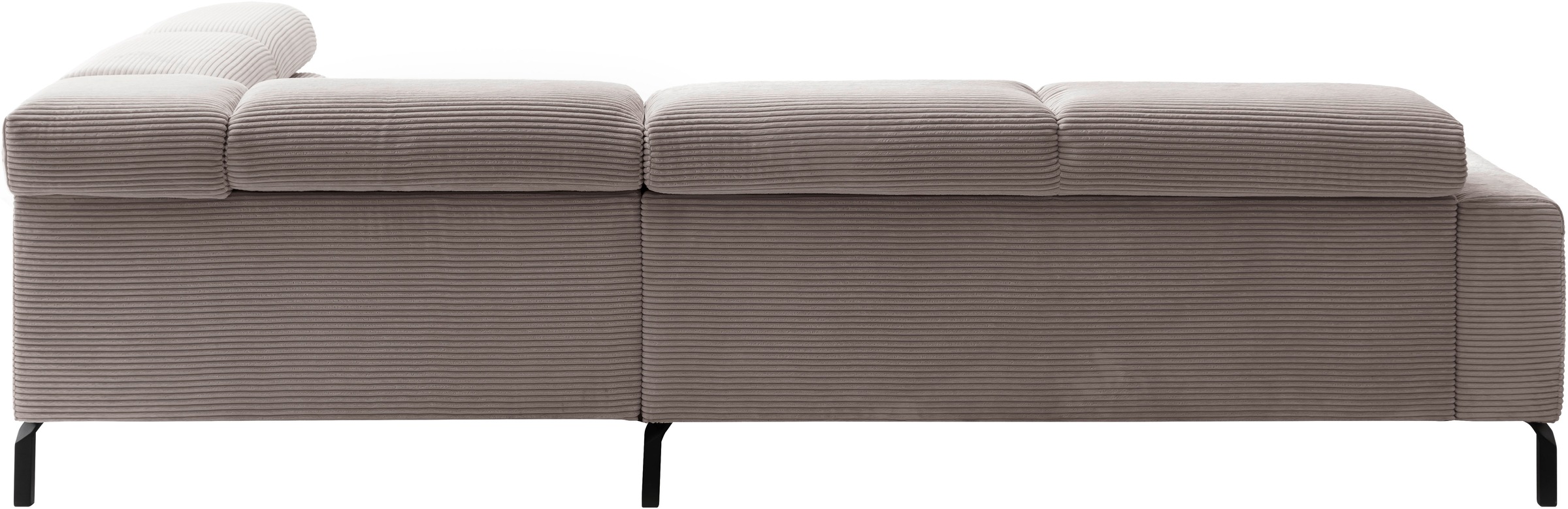 Places of Style Ecksofa »Antonelli, L-Form, inkl. Kopfteilverstellung, Breite 276 cm«, ohne Sitztiefenverstellung, in Cord, taupe