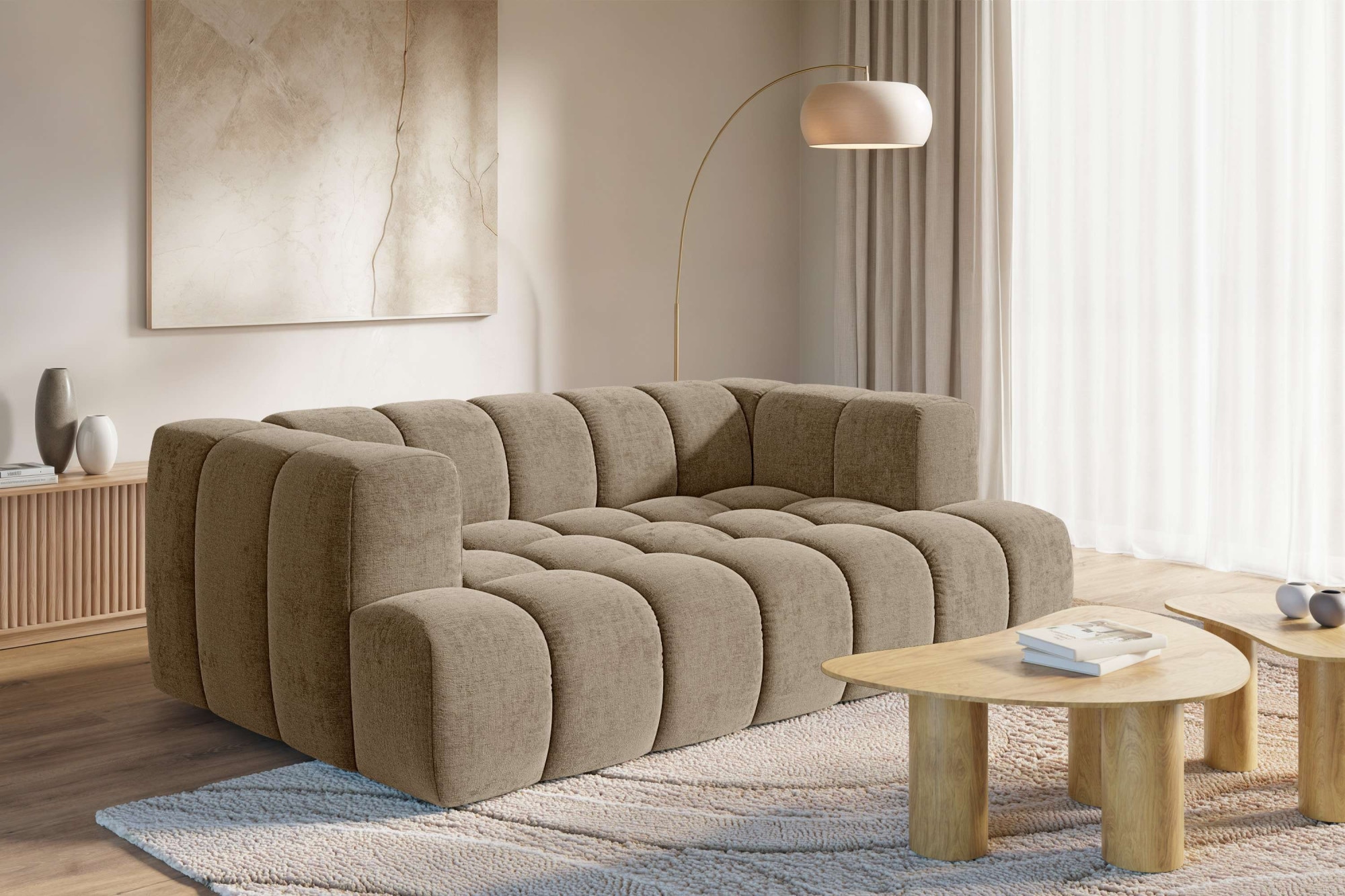 homsy by Ana Johnson 3-Sitzer ""XL" BOUBELLE Design-Sofa extra tief, Bubble-Optik, Breite 217 cm" hoher Sitzkomfort dank Wellenunterfederung, XL Sitztiefe 100 cm