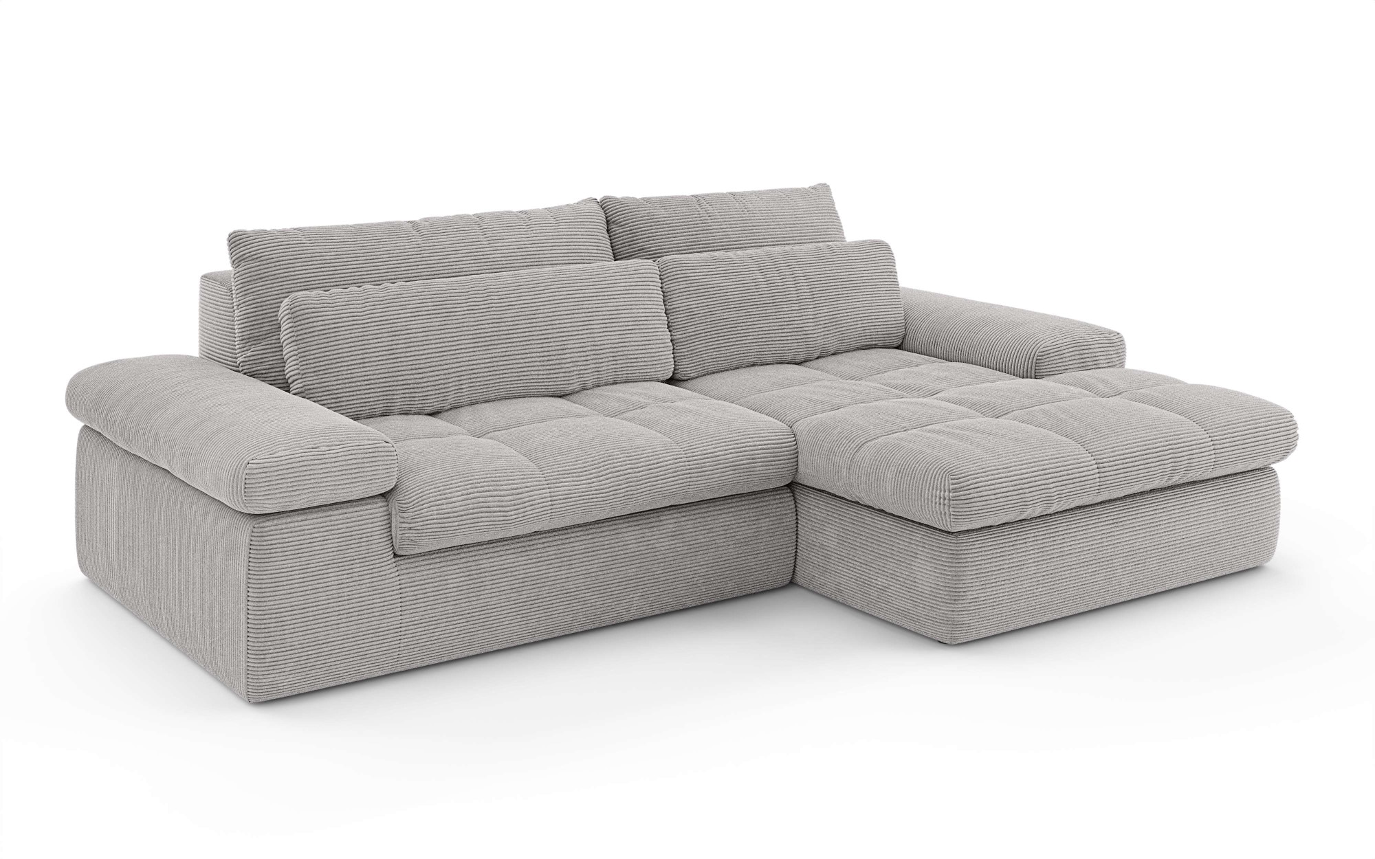 Home affaire Ecksofa »ALVERIE mit Recamiere, moderne Steppung, Maße: B/T/H 274/203/106 cm«, L-Form mit Wellenunterfederung, mit 4 Rückenkissen, pflegeleicht Stoff