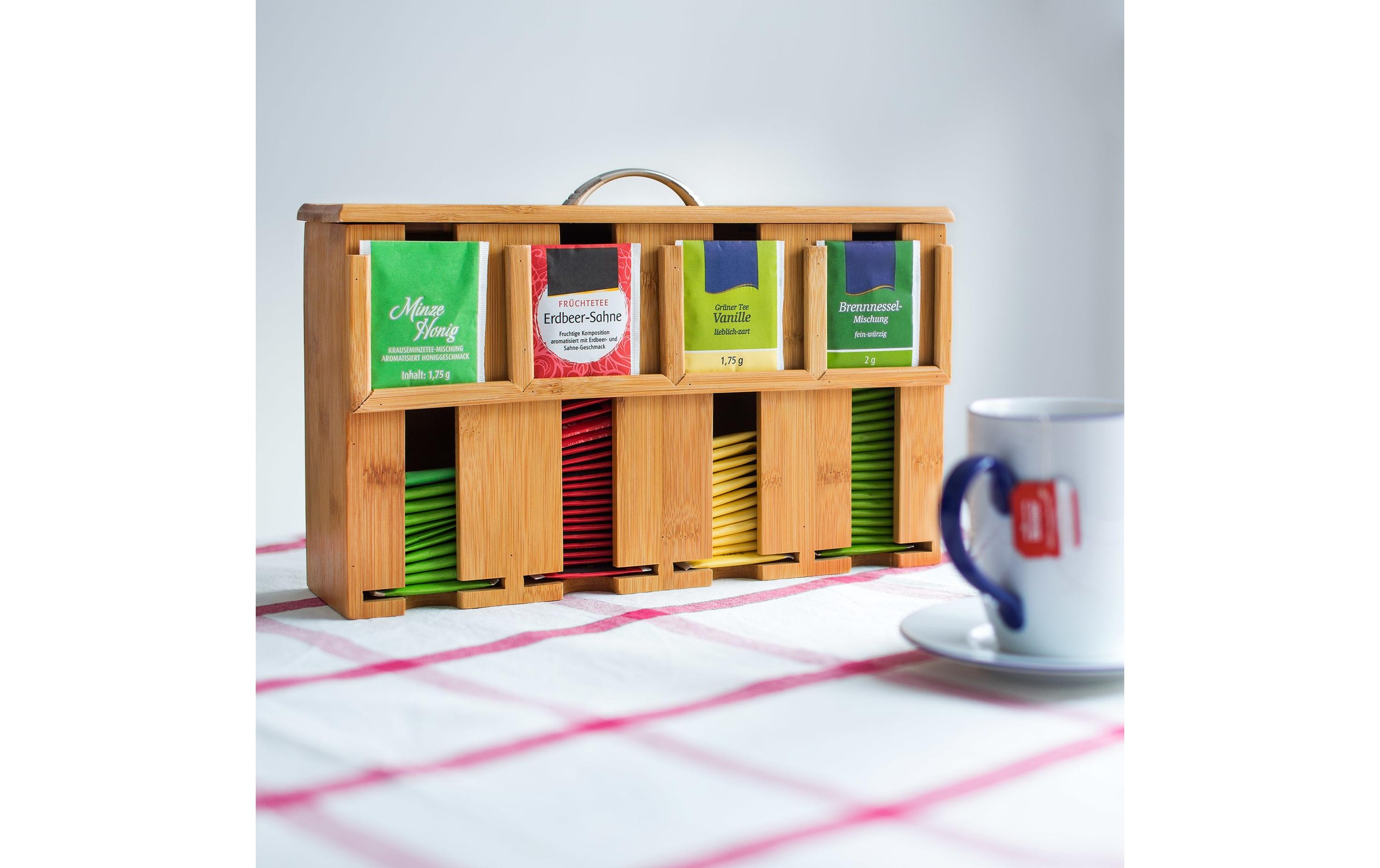 relaxdays Teebox »4 Fächer« Holzart: Bambus (China)