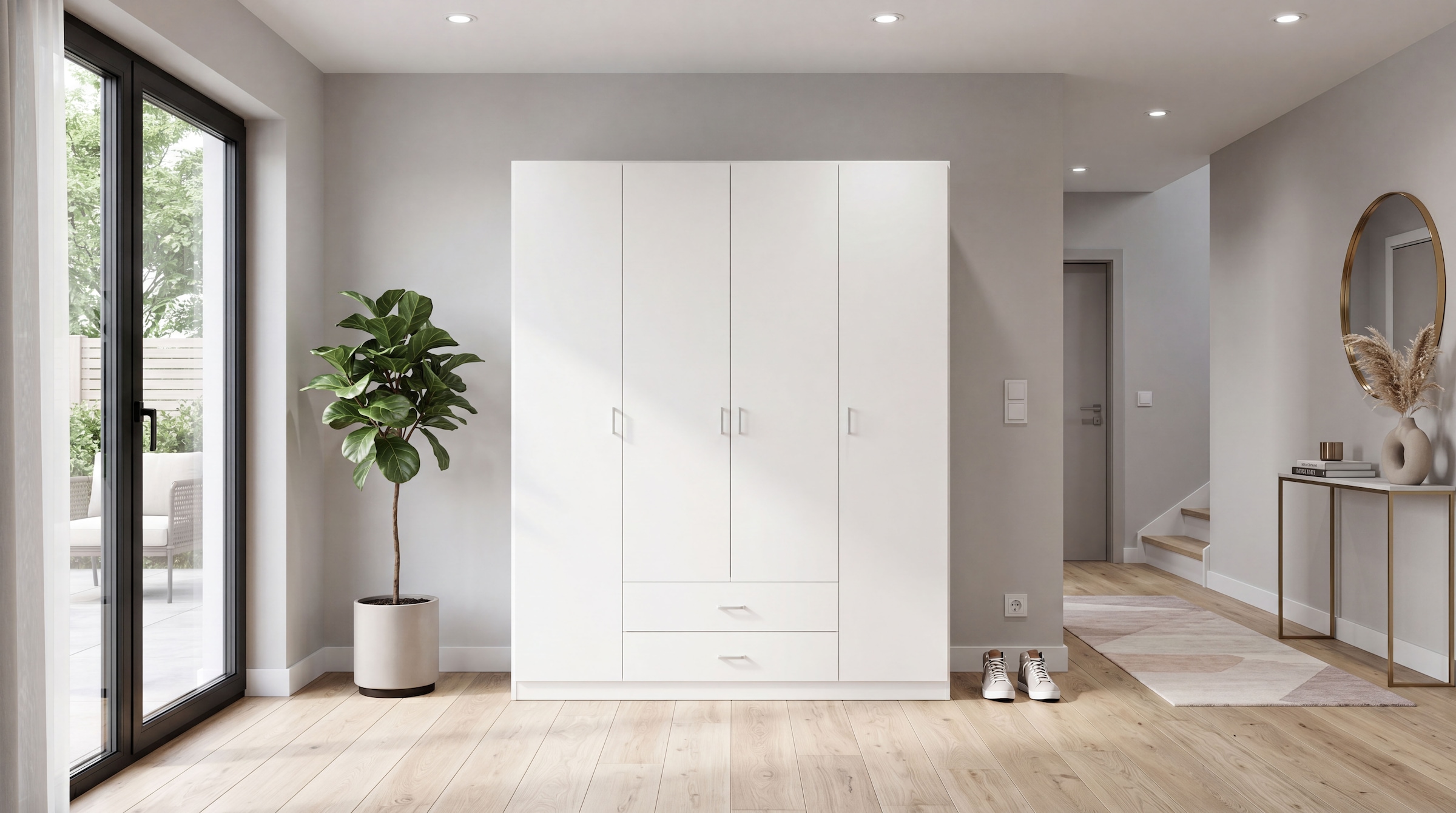 rauch Drehtürenschrank "Kleiderschrank Garderobe GAMMA Breiten 181 cm" in 3 Ausstattungen BASIC/CLASSIC/PREMIUM (inkl. SOFT-CLOSE-Funktion), mit Schubladen, verschiedene Griff-Varianten TOPSELLER MADE IN GERMANY