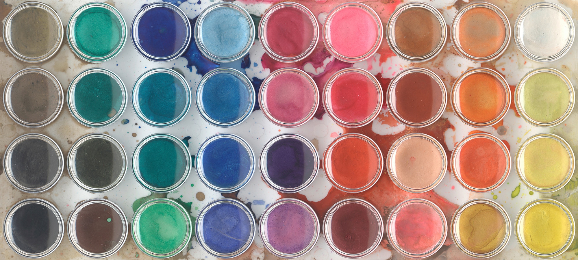 Fototapete "Atelier 47 Paint box 1", B/L: 6m x 2,7m, bunt, ARCHITECTS PAPER, Tapeten, Vlies, Wand, Schräge, Decke