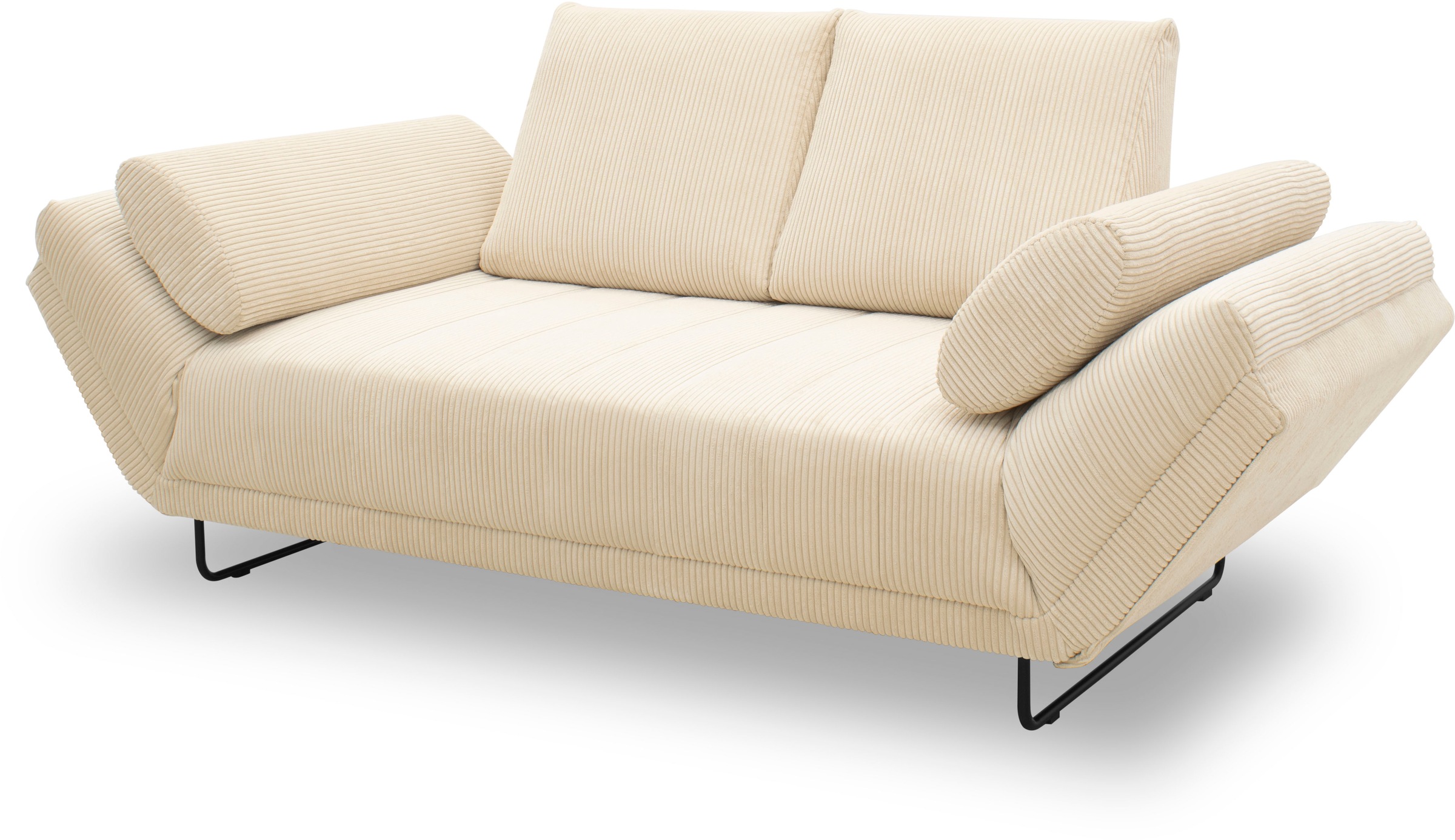 INOSIGN Schlafsofa »Jadelyn mit klappbaren Armlehnen,«, Federkern, Cord-Bezug, incl. 2 Armlehnkissen, Liegefläche 97x250 cm