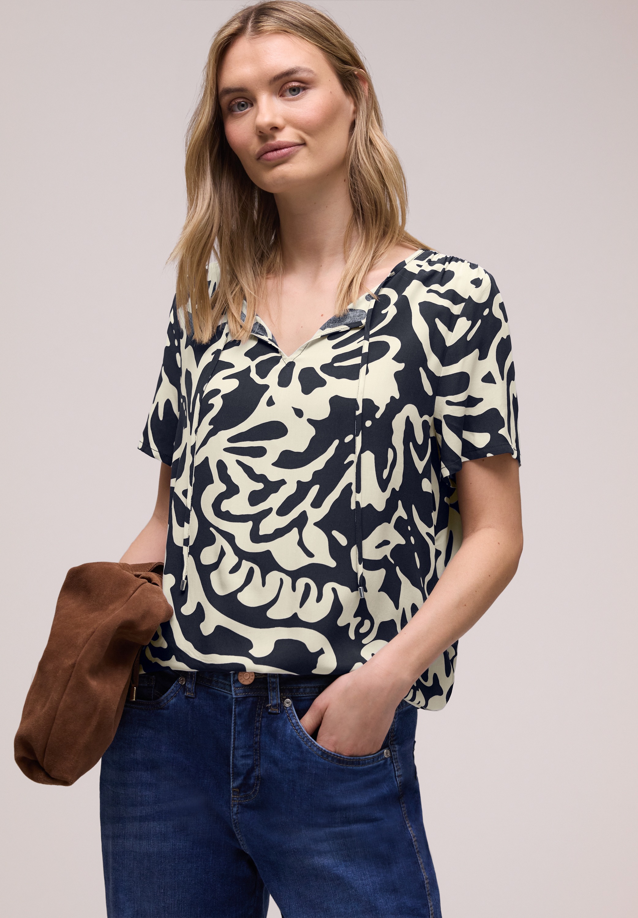 STREET ONE Kurzarmbluse mit Blumenmuster günstig online kaufen