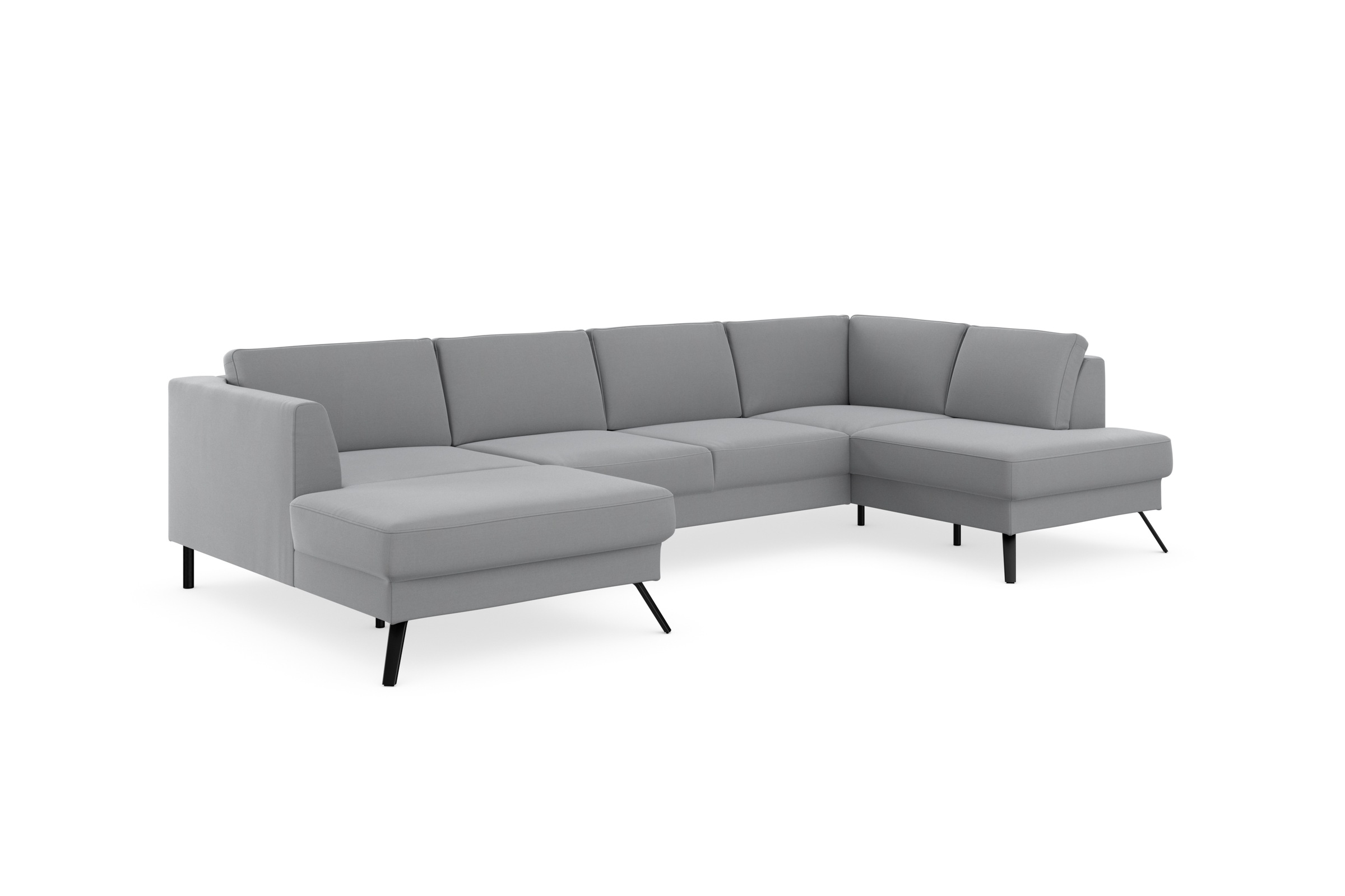 Wohnlandschaft SIT & MORE "Lindholm U-Form", grau (hellgrau), B:342cm H:88cm T:188cm, Sofas, Wohnlandschaft, mit Sitztiefenverstellung und Federkern 9