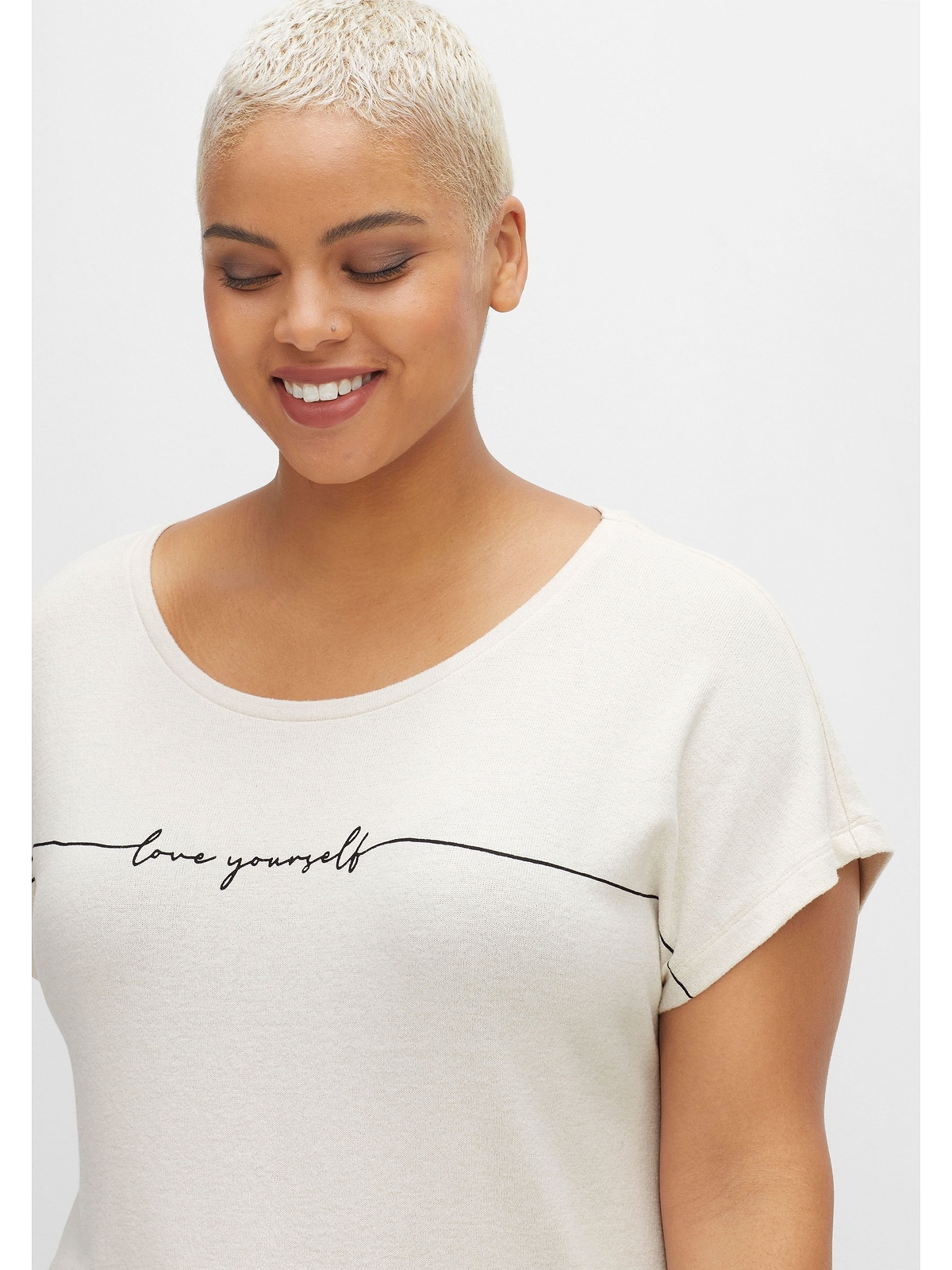 sheego by Joe Browns Größen«, Feinstrick-Optik »Große für kaufen T-Shirt BAUR | mit in Soft-Touch