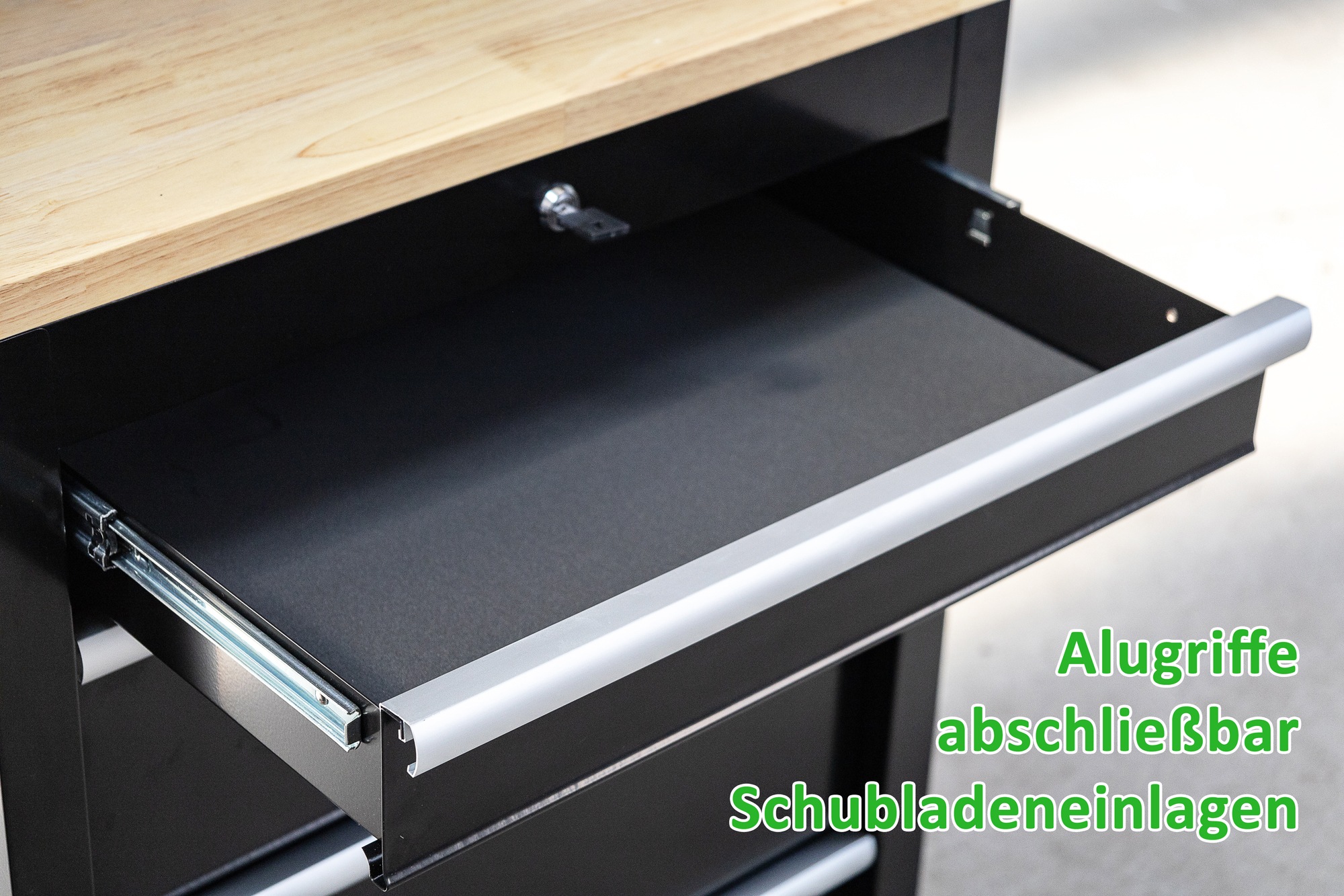 ONDIS24 Werkstatt-Set »Männerküche 260cm, Schwarz« 8 tlg. tlg. teilvormontiert, viel Stauraum, robuste Fläche, Stahl, frei stellbar