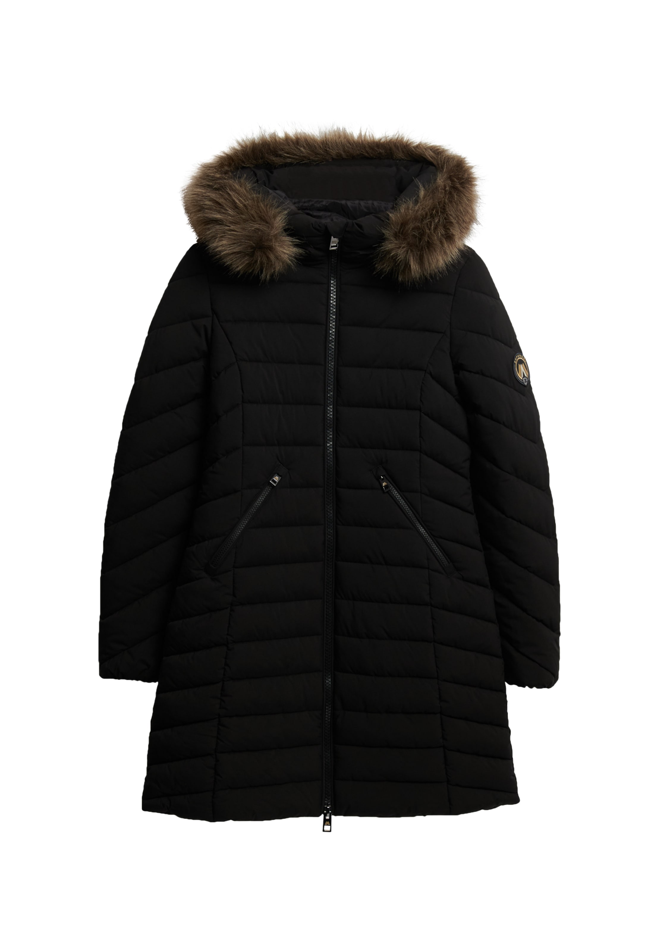 Superdry Steppjacke »FUJI FAUX FUR HOOD MID LENGTH« mit Kapuze