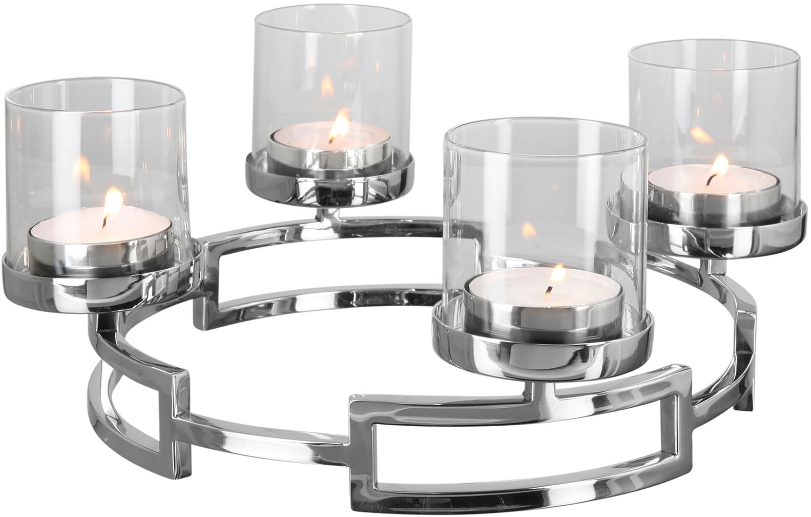 (1 St.), Adventsleuchter Glas, Kerzenleuchter aus Weihnachtsdeko«, | Edelstahl BAUR Fink und »HOMMAGE, 4-flammig, silberfarben -