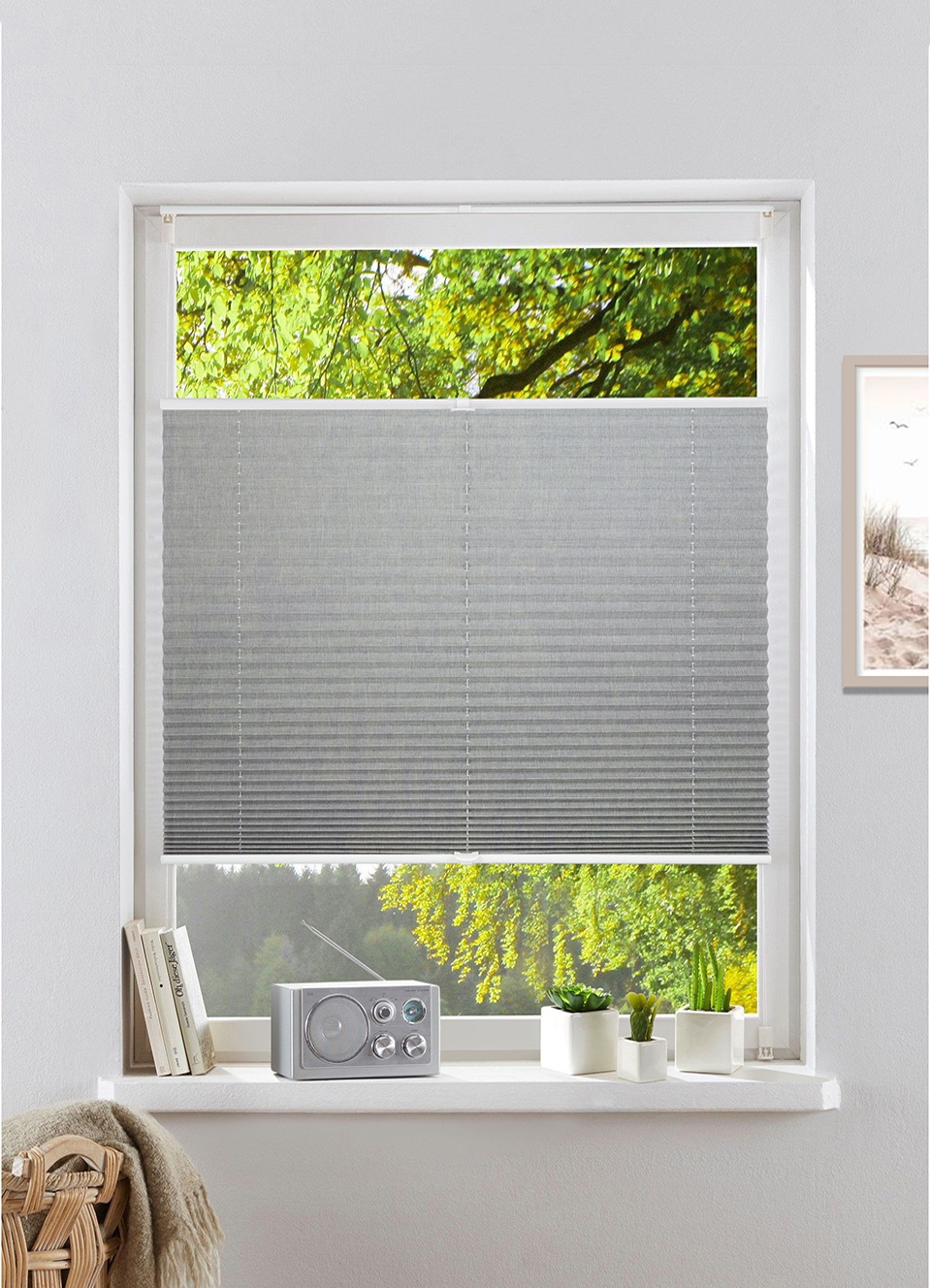 OTTO home Plissee "WILLA" Lichtschutz ohne Bohren verspannt NEUHEIT in Leinenoptik, Klemmfix, für Fenster & Tür, Sonnenschutz