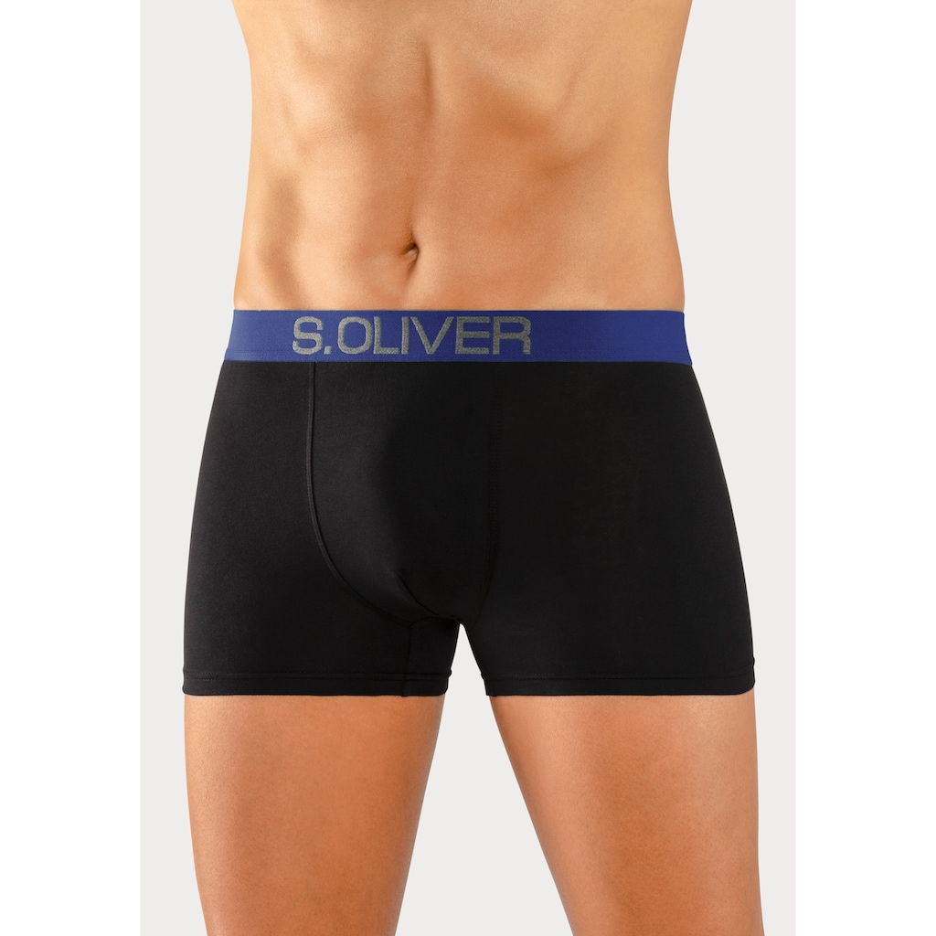 s.Oliver Boxer »Boxershorts für Herren«, (Packung, 4 St.), mit kontrastfarbenem Webbund