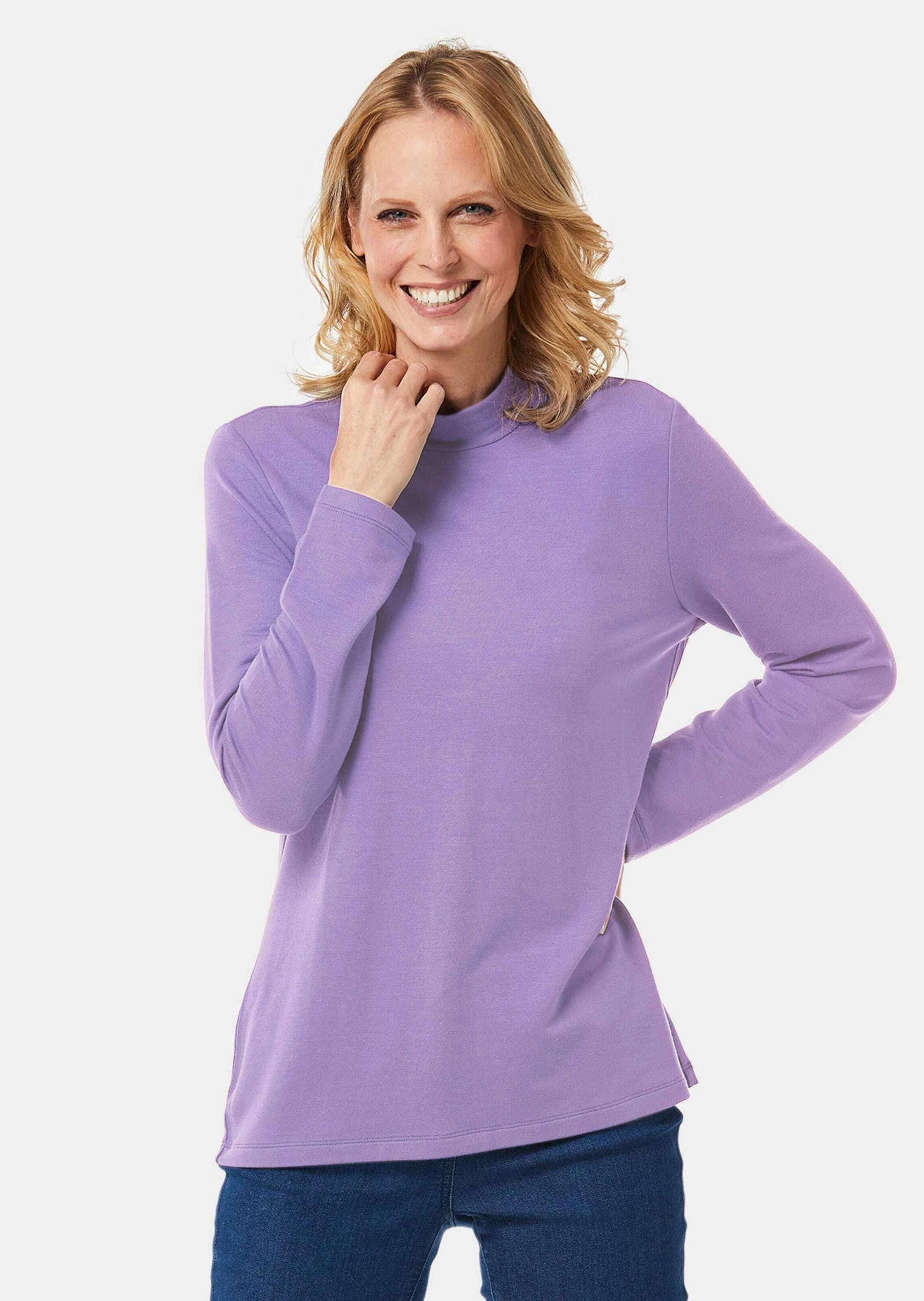 GOLDNER Longpullover »Stehbundshirt Stehkragenshirt mit Langarm«