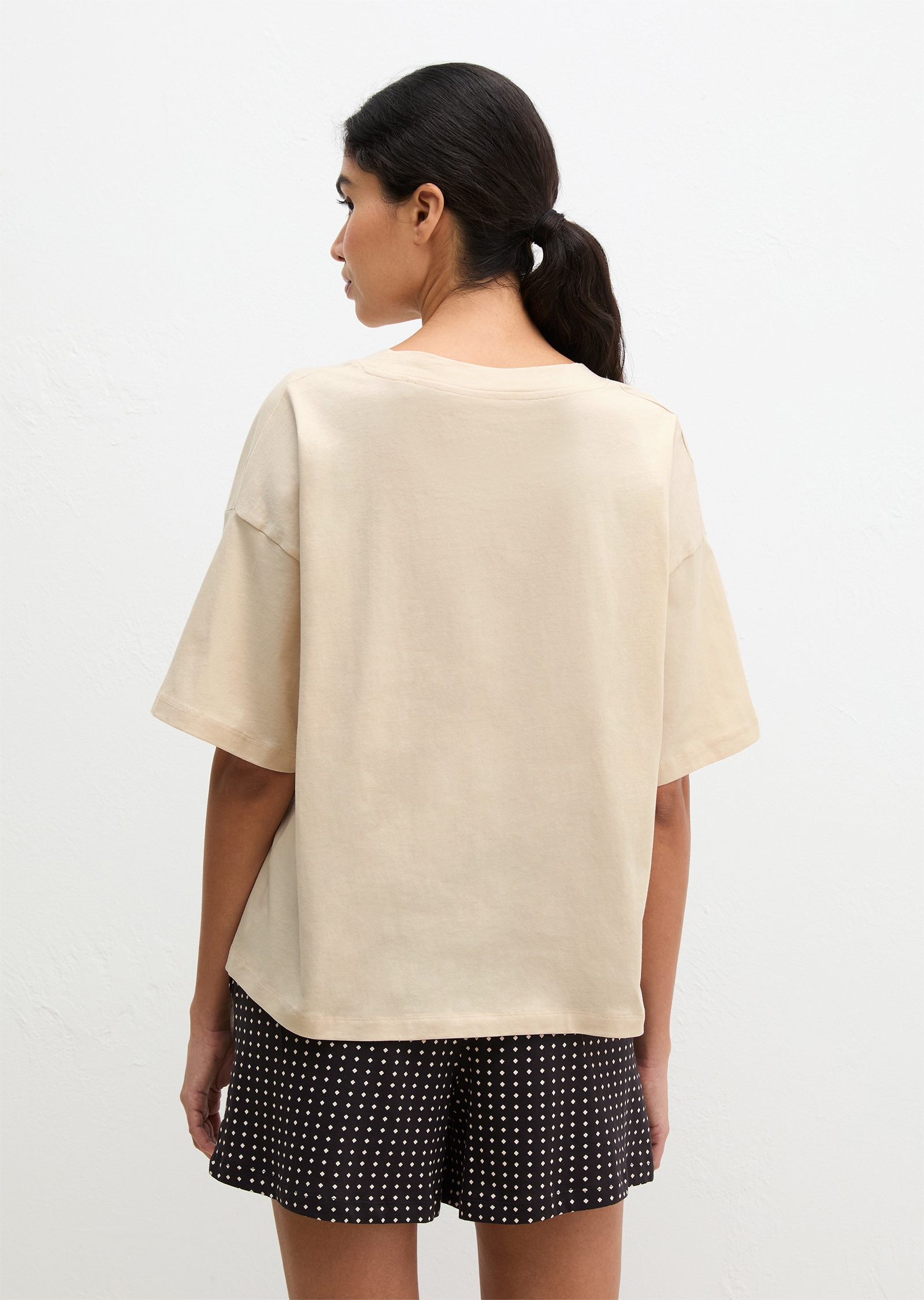 Marc O'Polo Shorty »Mix N Match Cotton« 2 tlg. mit Rundhalsausschnitt und halbem Arm, Hose gepunktet