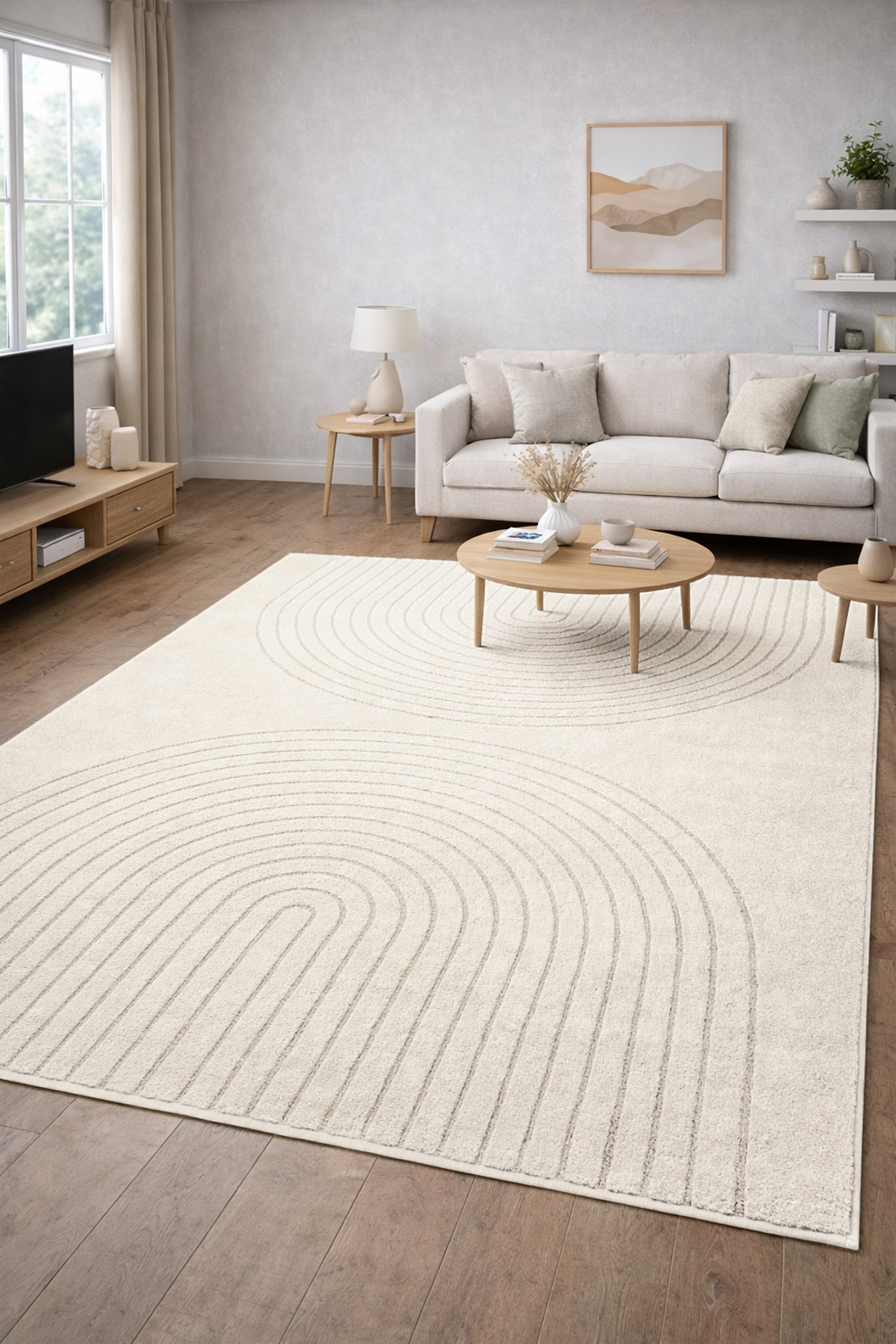 Teppich MERINOS, B:200cm H:14mm L:280cm, beige, Polypropylen, Ankleidezimmer, Teppiche, "Eclipse", moderner Wohnzimmer Teppich, geometrisches Design