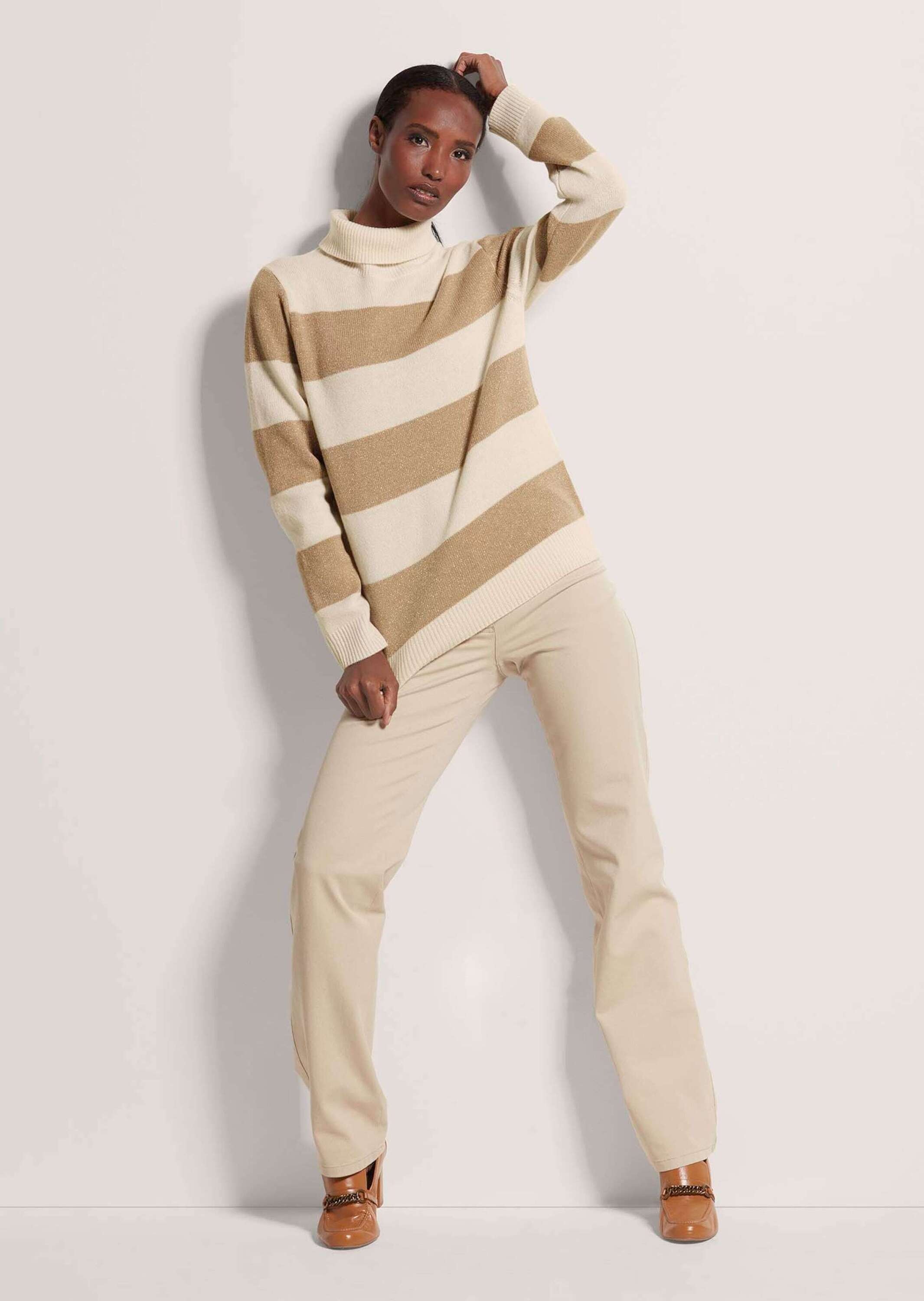 MADELEINE Longpullover »Pullover Stehkragen-Pullover mit Blockstreifen«