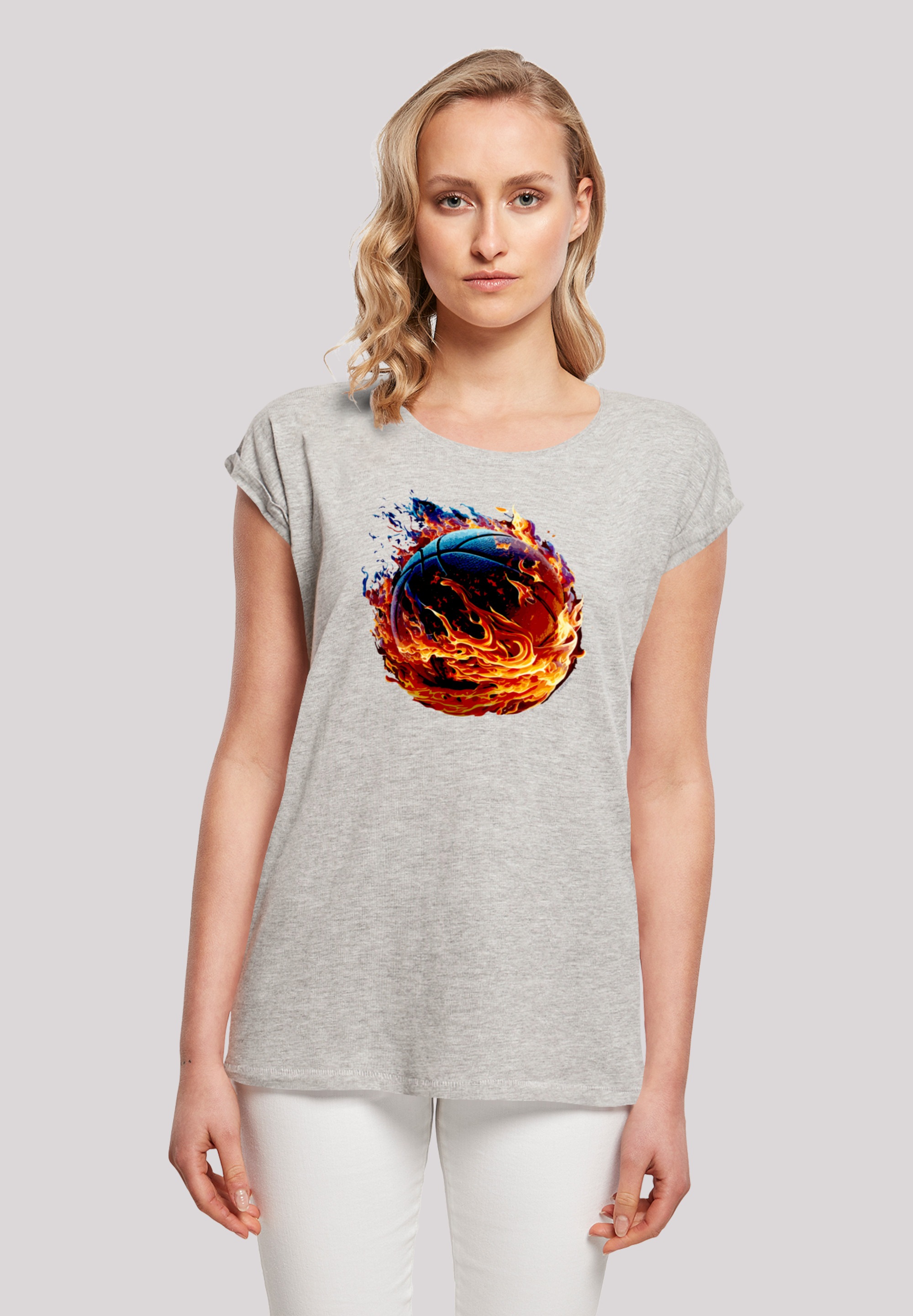 F4NT4STIC T-Shirt "Basketball On Fire Sport SHORT SLEEVE", Print