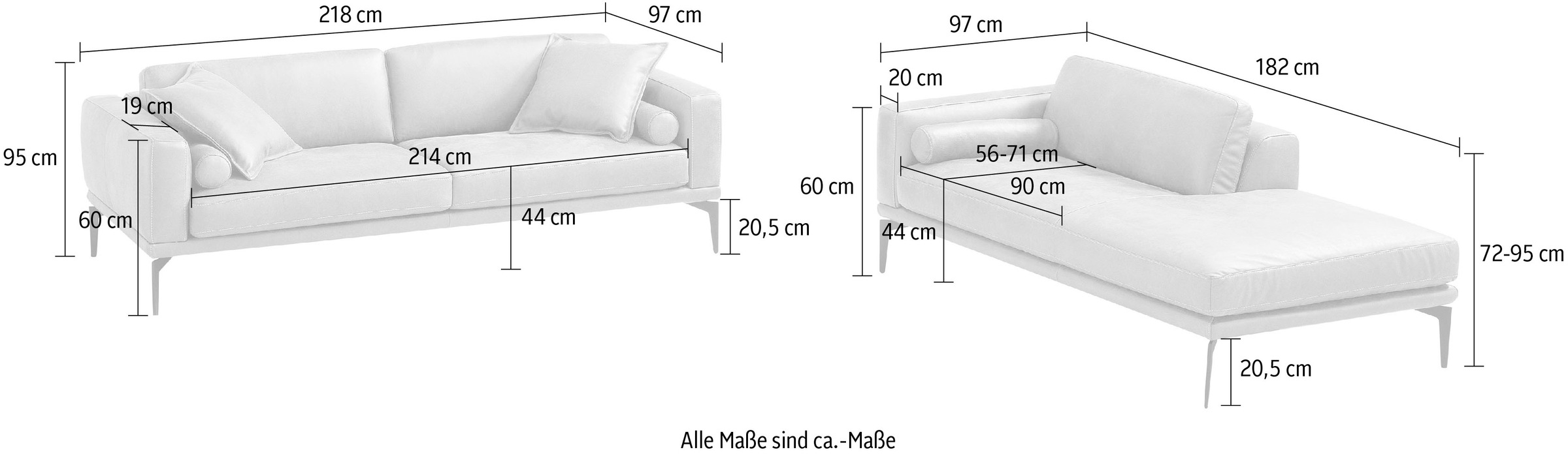 Egoitaliano Polstergarnitur »Masu, Design trifft sensationellen Sitzkomfort«, Höhe der Rückenkissen und Sitztiefe verstellbar, 3 Rollkissen