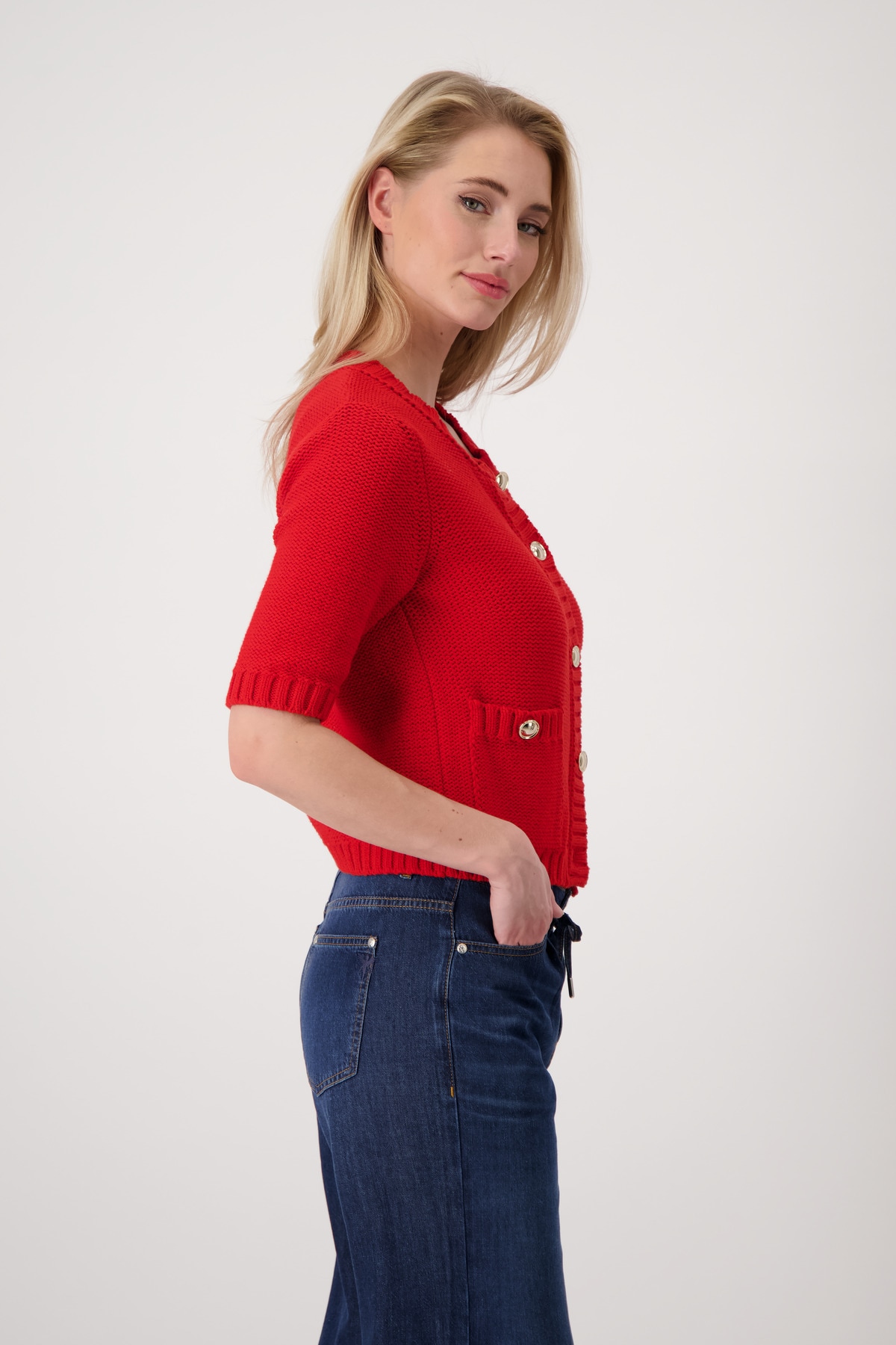 Monari Strickjacke »Jacke Strickjacke Knöpfe«, Mit Rundhalsausschnitt