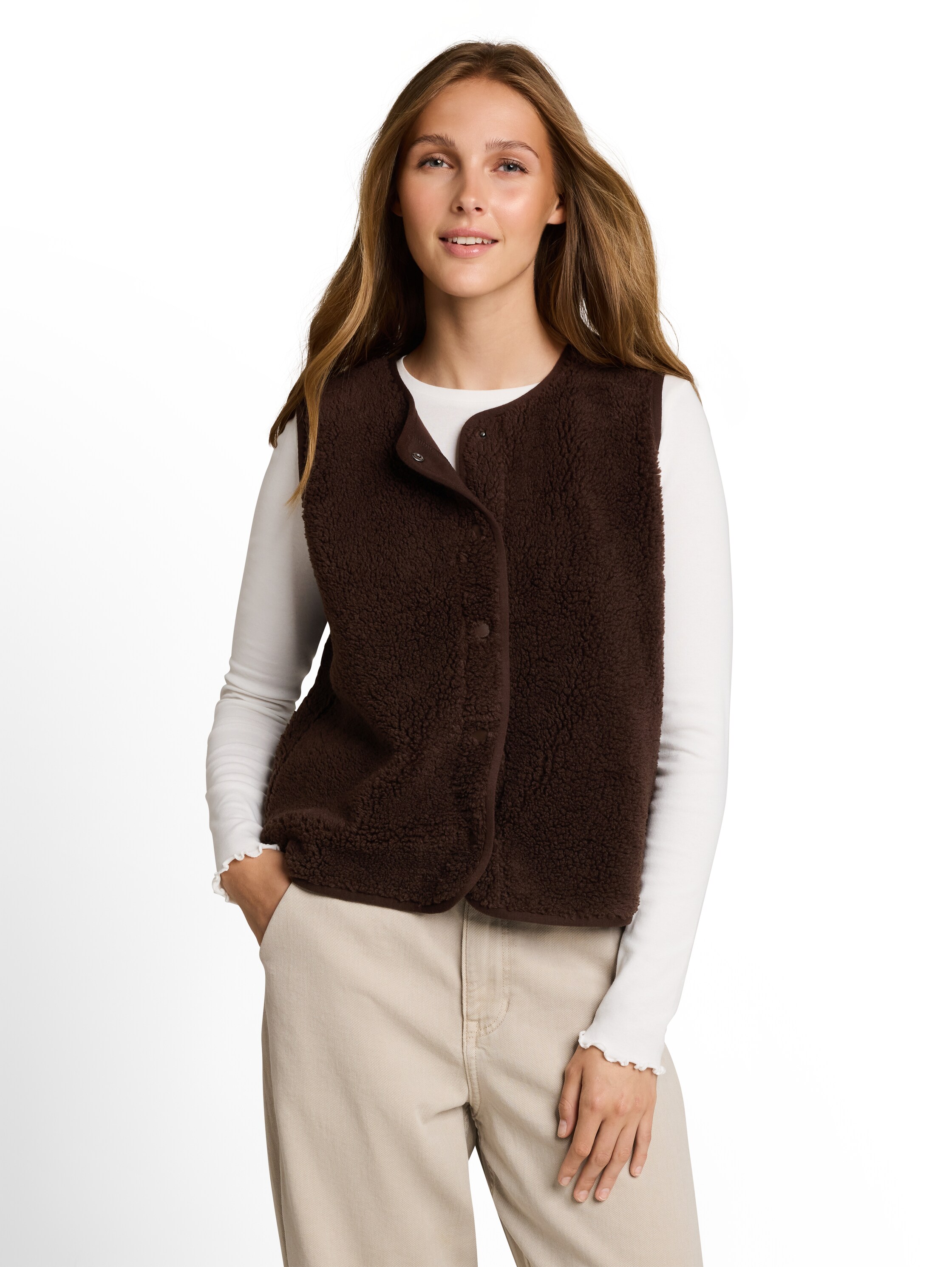 TOM TAILOR Denim Fleeceweste Teddyweste mit Druckknöpfen