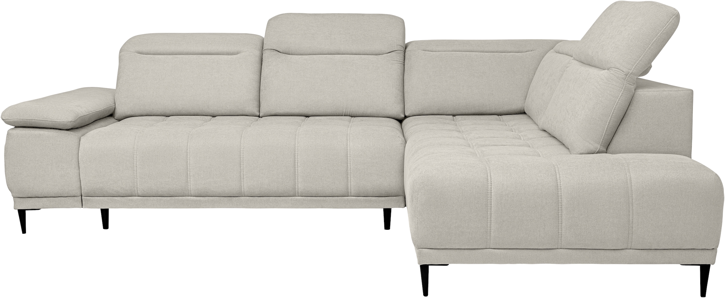 WERK2 Ecksofa »Focus-L elektr. Sitztiefenverstellung, verst. Kopfteile, bodenfrei« Luxus-Microfaser, L-Form, elektrische Sitztiefenverstellung