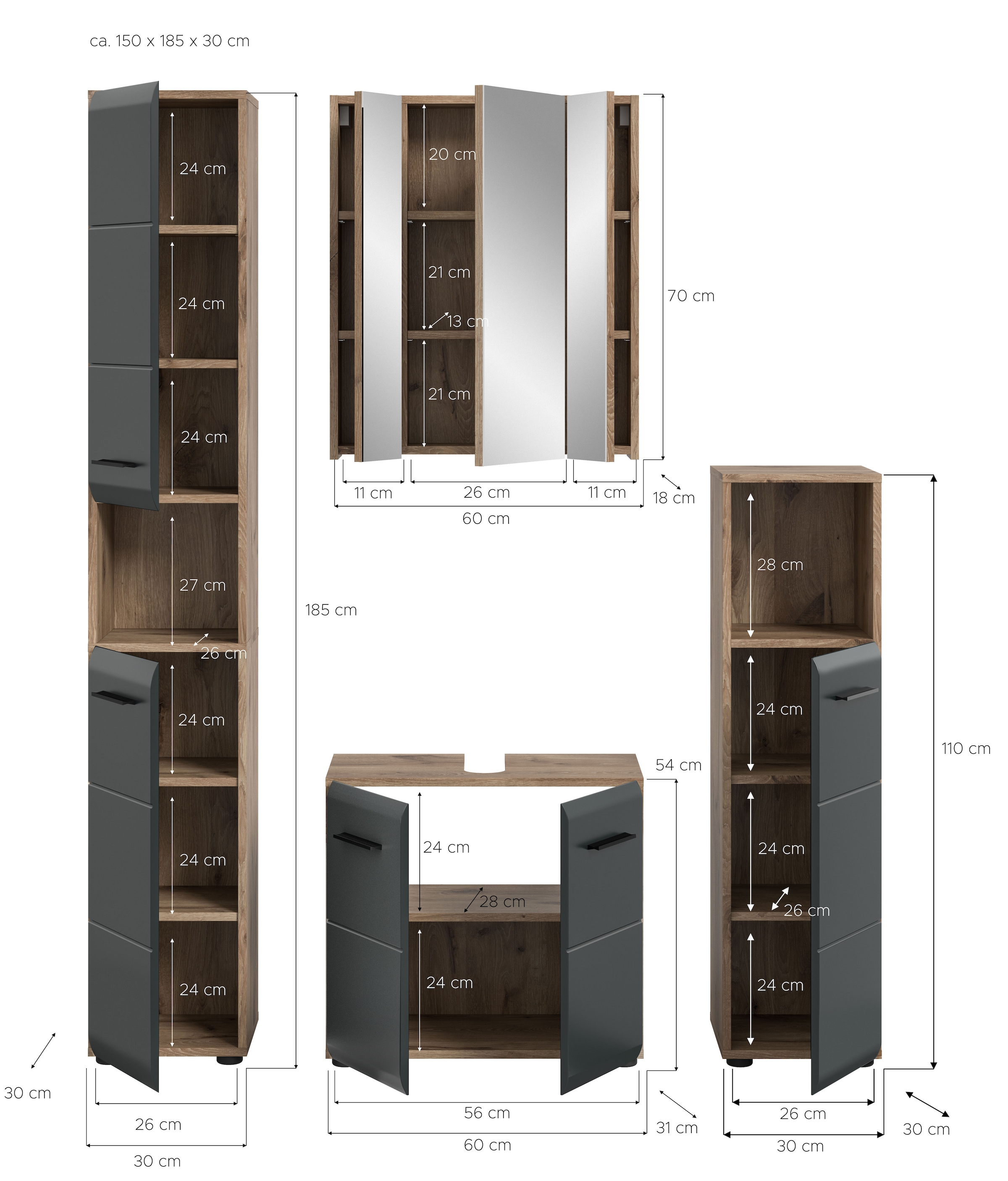 INOSIGN Badezimmer-Set Set, 4 Stk. tlg.