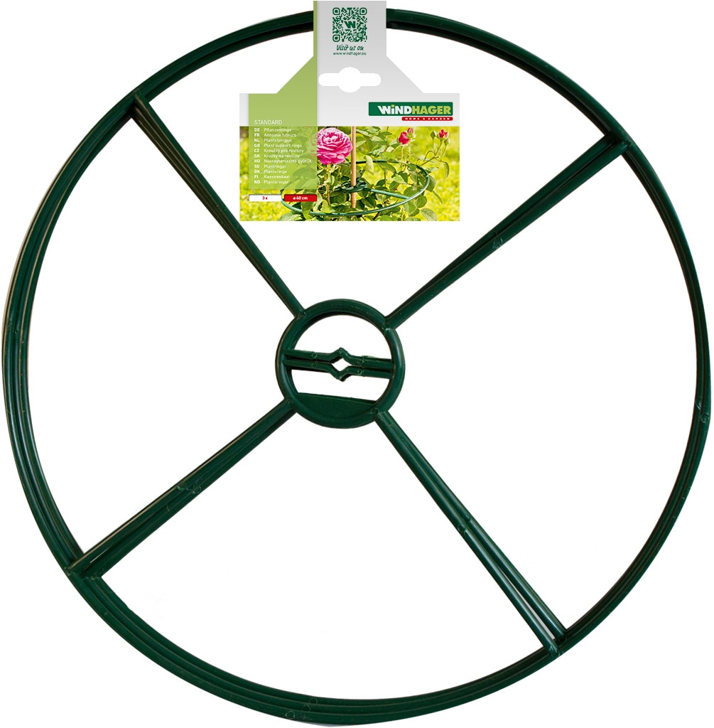 Windhager Rankhilfe "Pflanzenring STANDARD, Rankhilfe für Kletterpflanzen, Rankgitter" Pflanzenring 40 cm, 3 Stück, grün