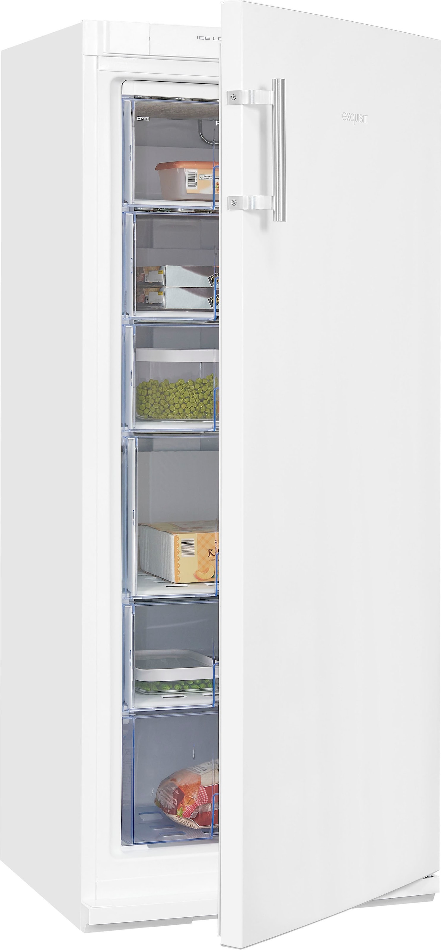 exquisit Gefrierschrank "GS22-H-280E weiss", 145 cm hoch, 60 cm breit, 202 L Volumen, 4 Sterne Gefrieren