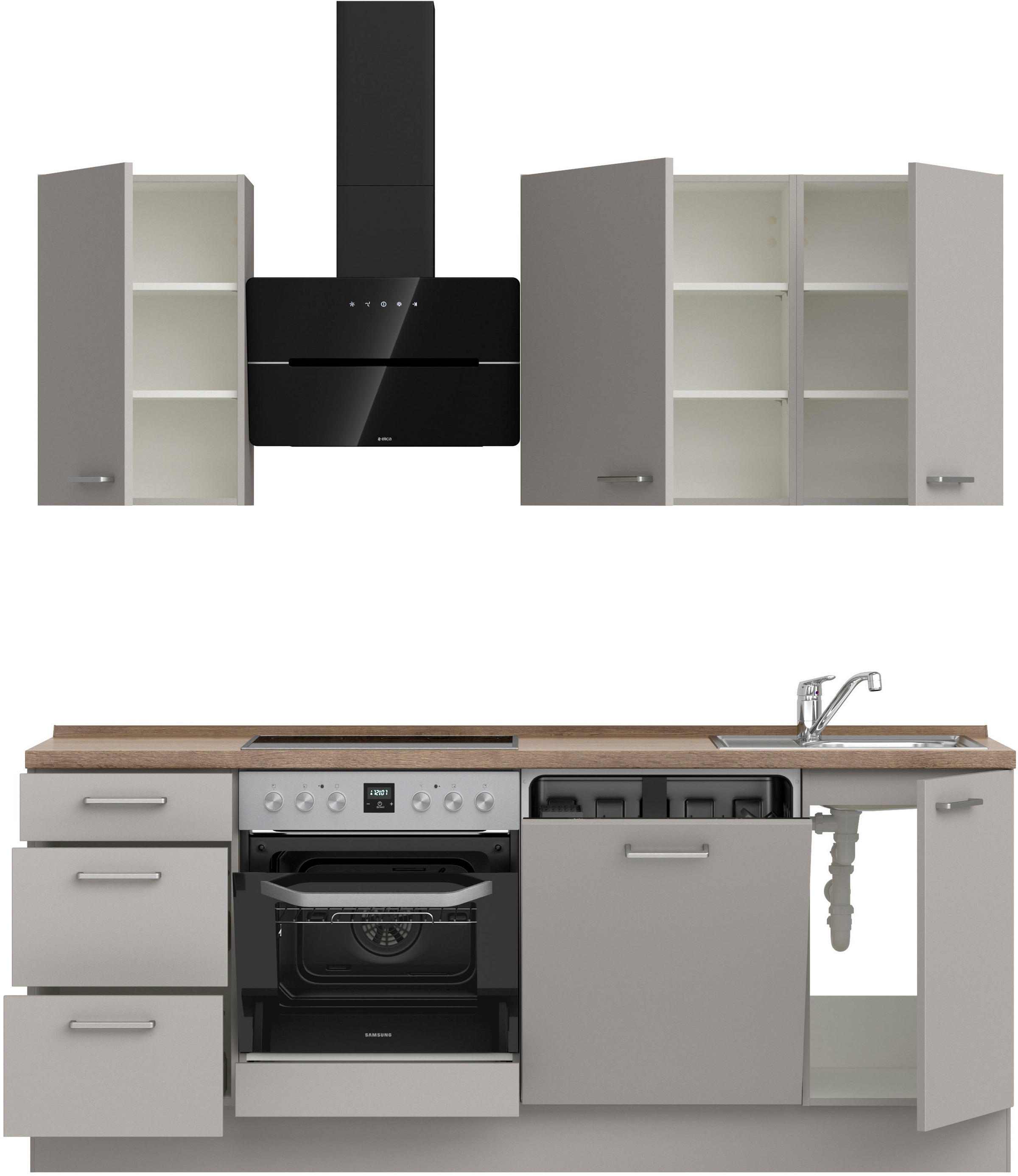 nobilia® Küchenzeile »"Touch II"«, vormontiert, Ausrichtung wählbar, Breite 210 cm, wahlw. mit E-Geräten