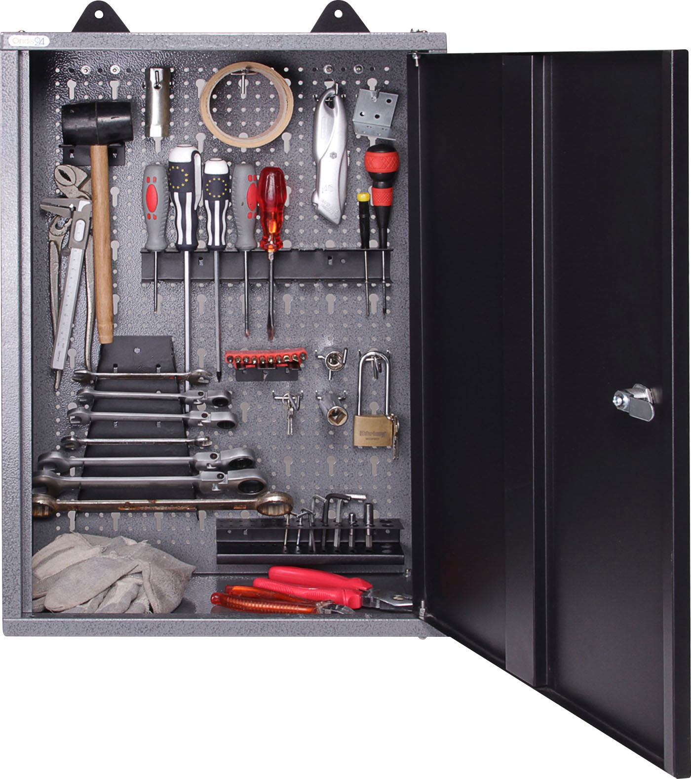 ONDIS24 Werkstatt-Set, 2x Werkbank, 2x Werkstattschrank, 2x Lochwand